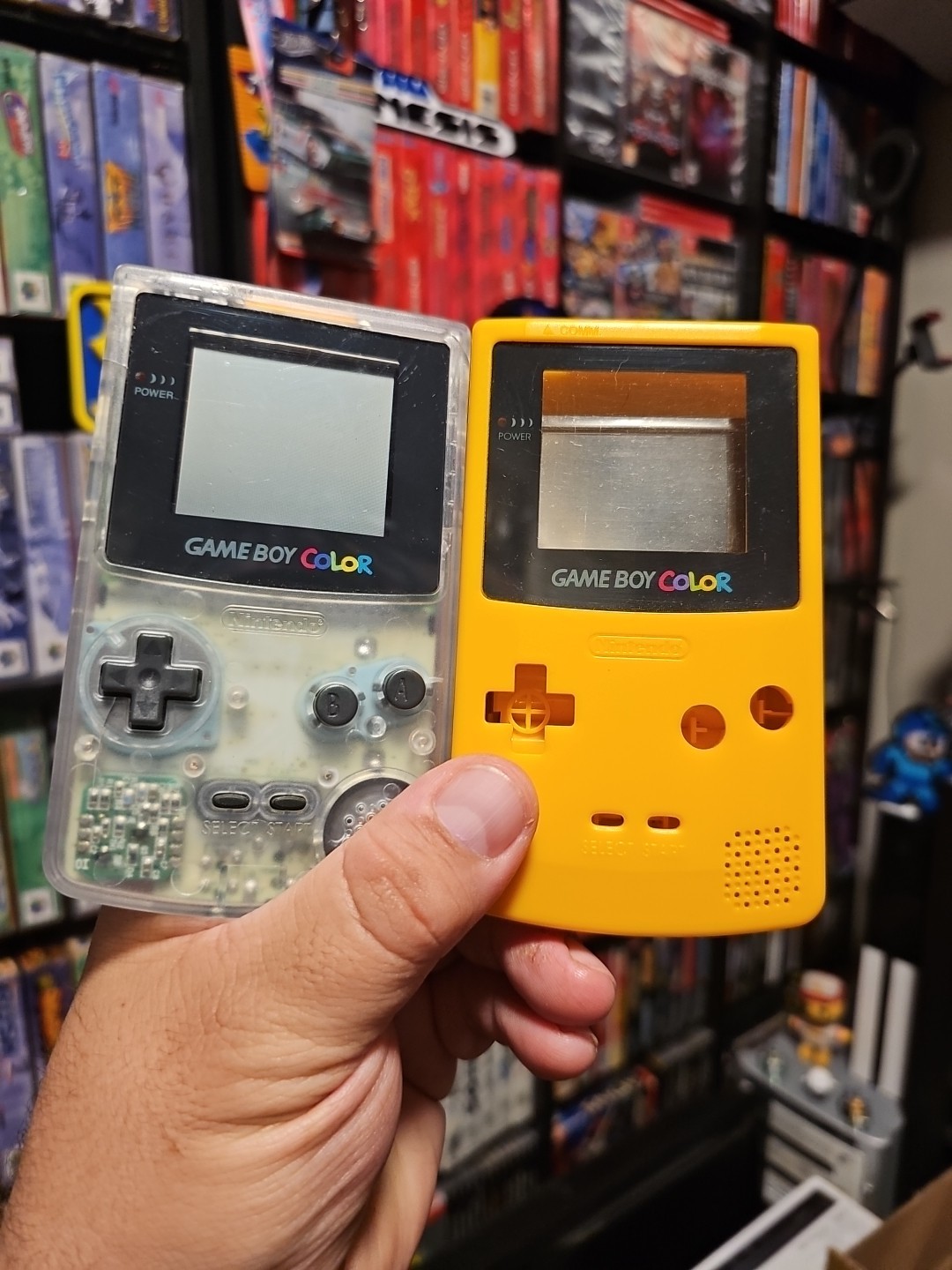 Nintendo Game Boy Color Clear Console GBC Custom Build Needs TLC w/ Yellow Shell