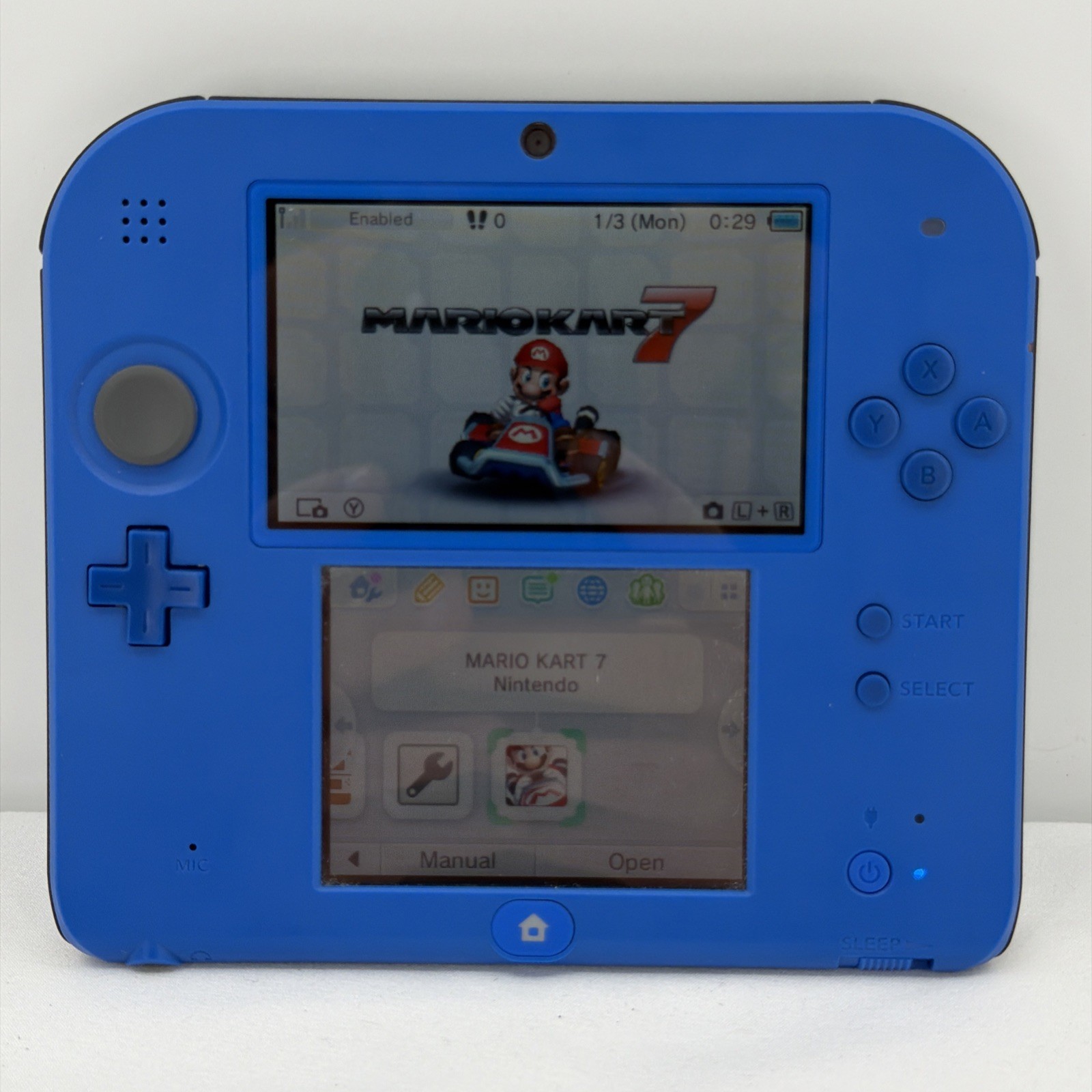 Nintendo 2DS Electric Blue Handheld Console FTR-001 Bundle 4GB SD Card & Stylus