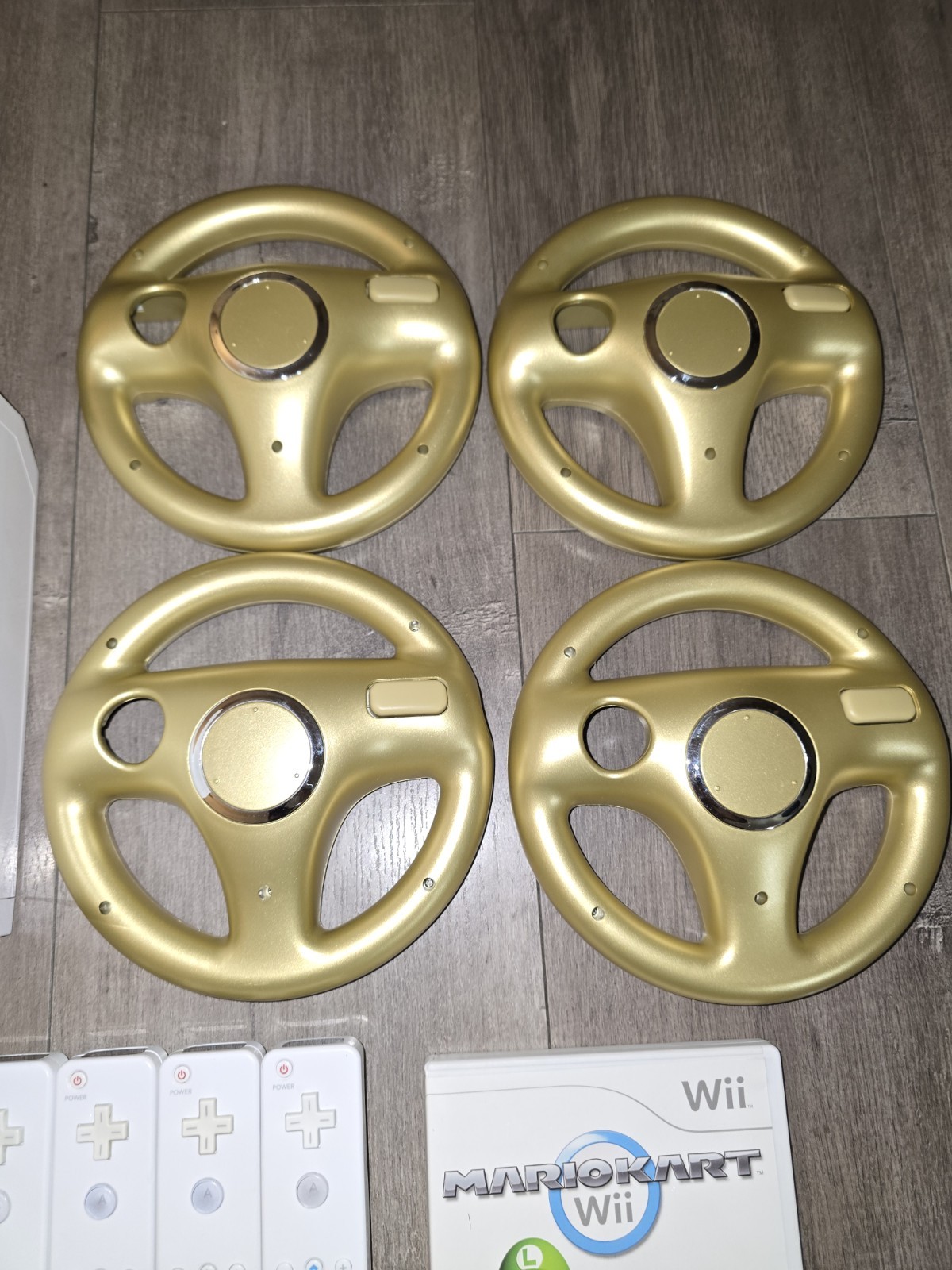 Nintendo Wii Console Mario Kart Bundle with 4 Controllers & Wheels!