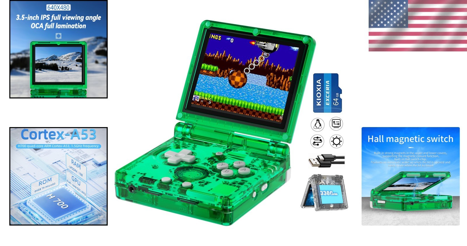 RG35XXSP Retro Handheld Game Console – 64GB, 5532 Games & Bluetooth Support