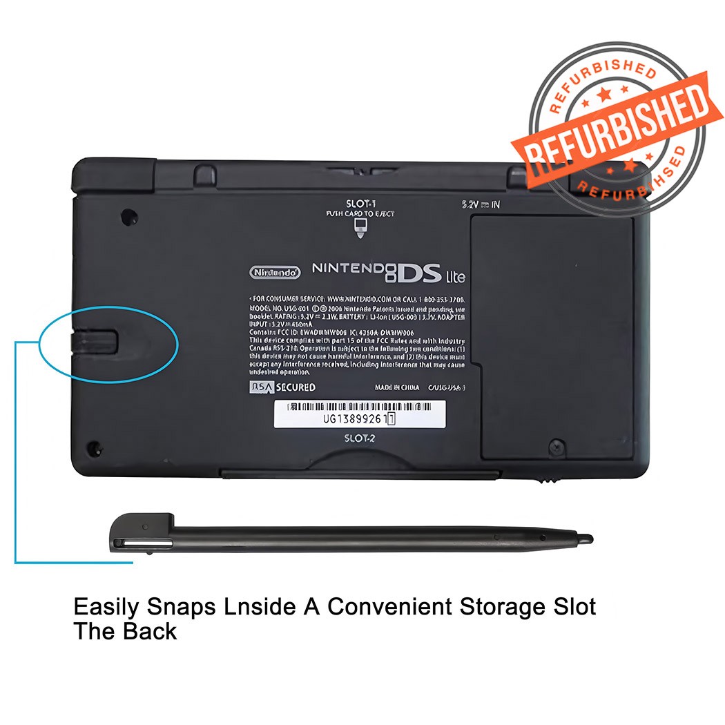 Nintendo DS Lite Console Handheld System Cleaned Tested New Black Case Reneweds