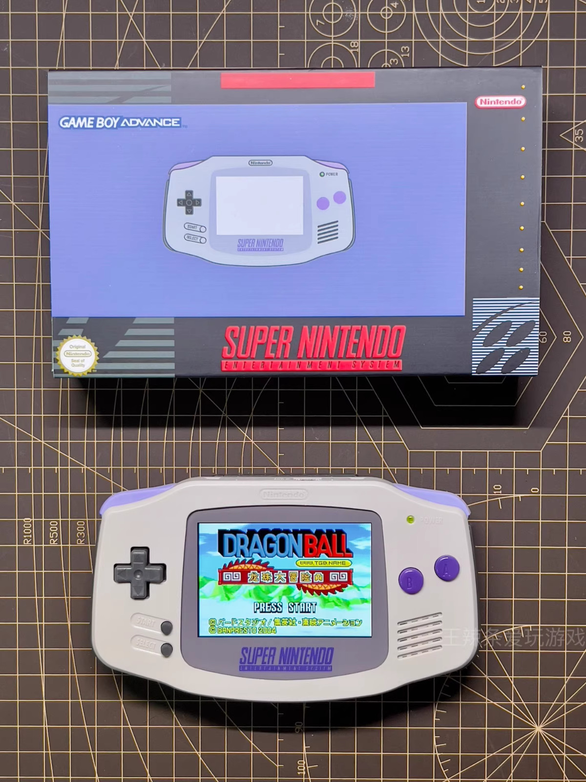 Game Boy Advance GBA SNES Purple Gray Console with iPS Backlit LCD MOD