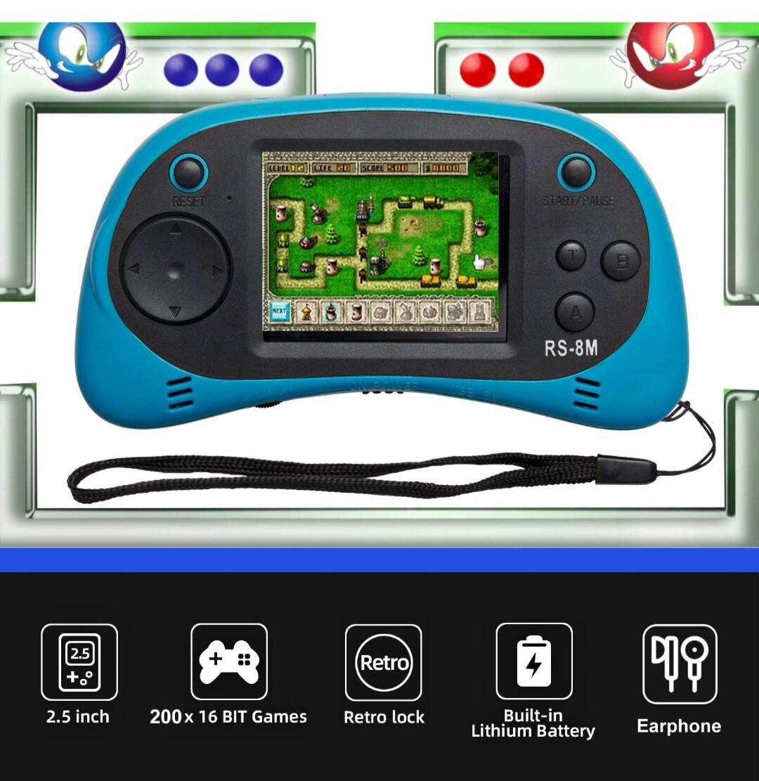 16 Bit Kids Handheld Games Built-In 220 HD Video Games, 2.5 Inch Portable