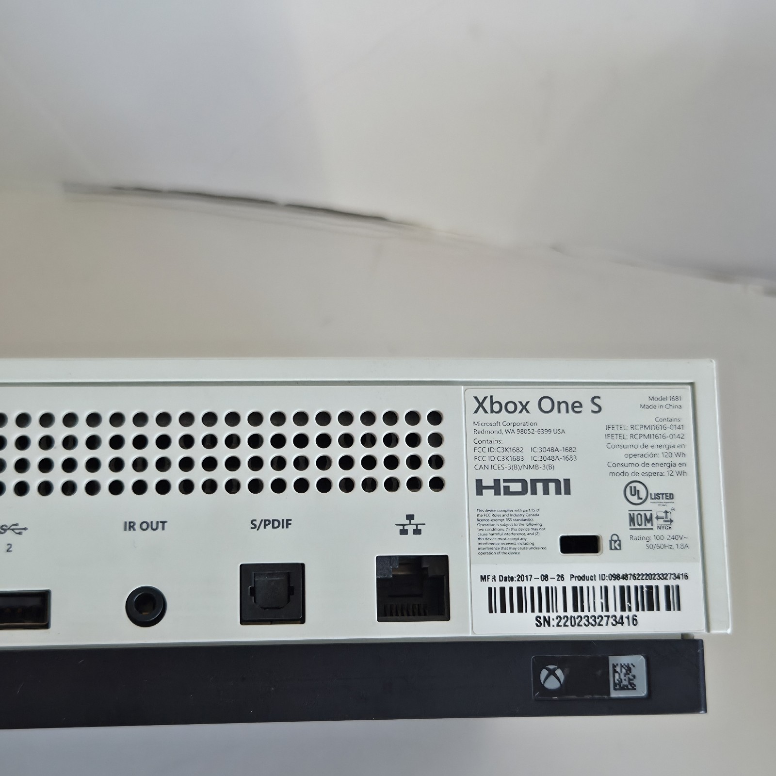 Microsoft Xbox One S Console 1681 Console OEM With Controller & Cords 500GB