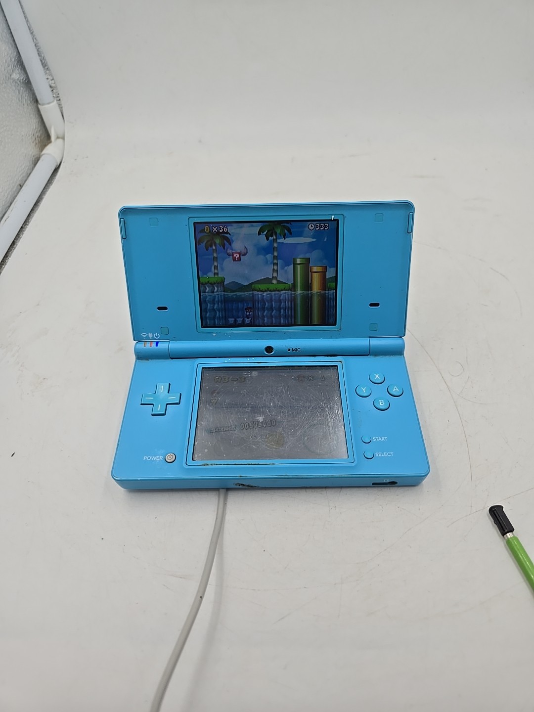 nintendo dsi console Blue Adapter & Pen With Super Mario Game Working