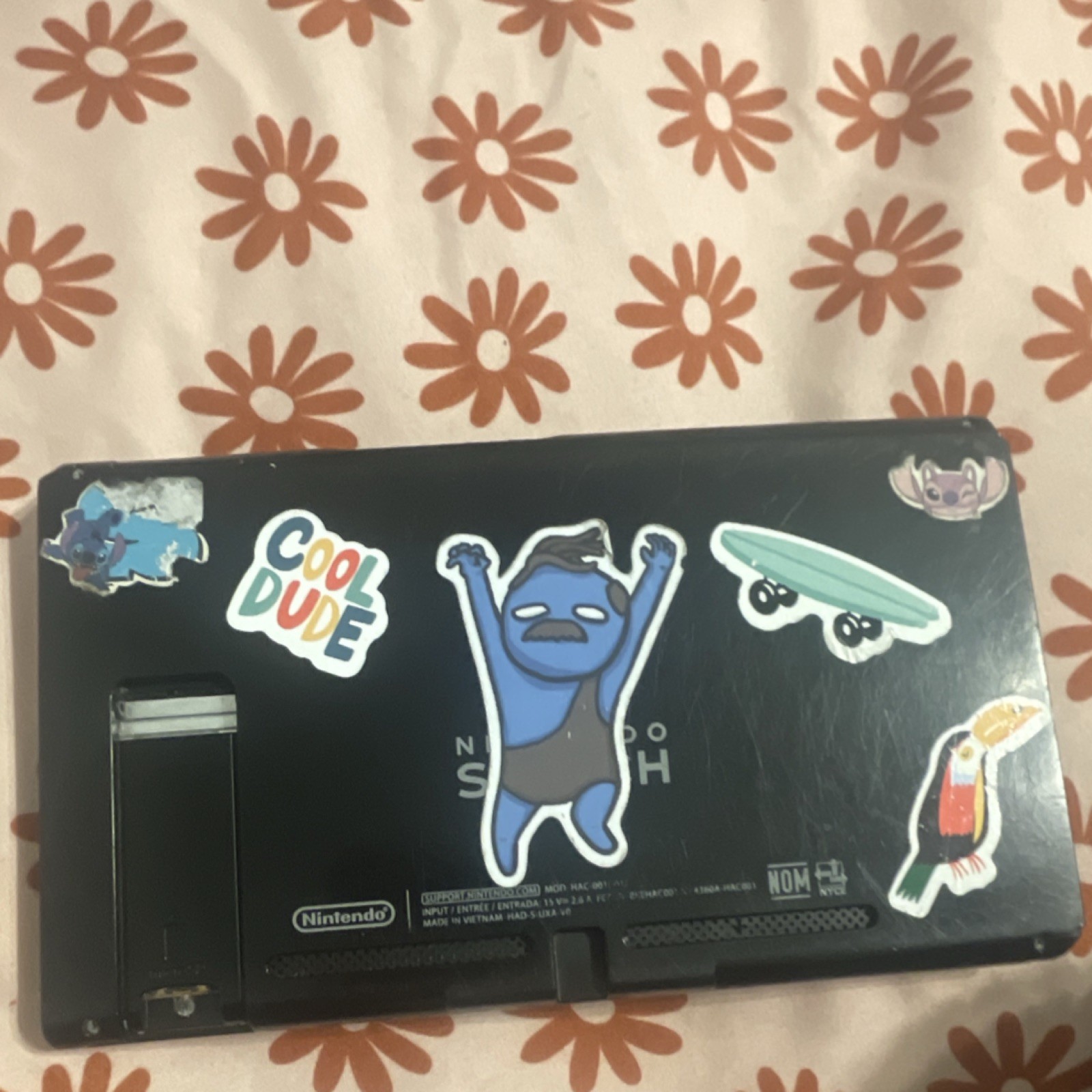 Nintendo Switch HAC-001 Black Console Wi-Fi USB-C Headphone Jack w/ Stickers