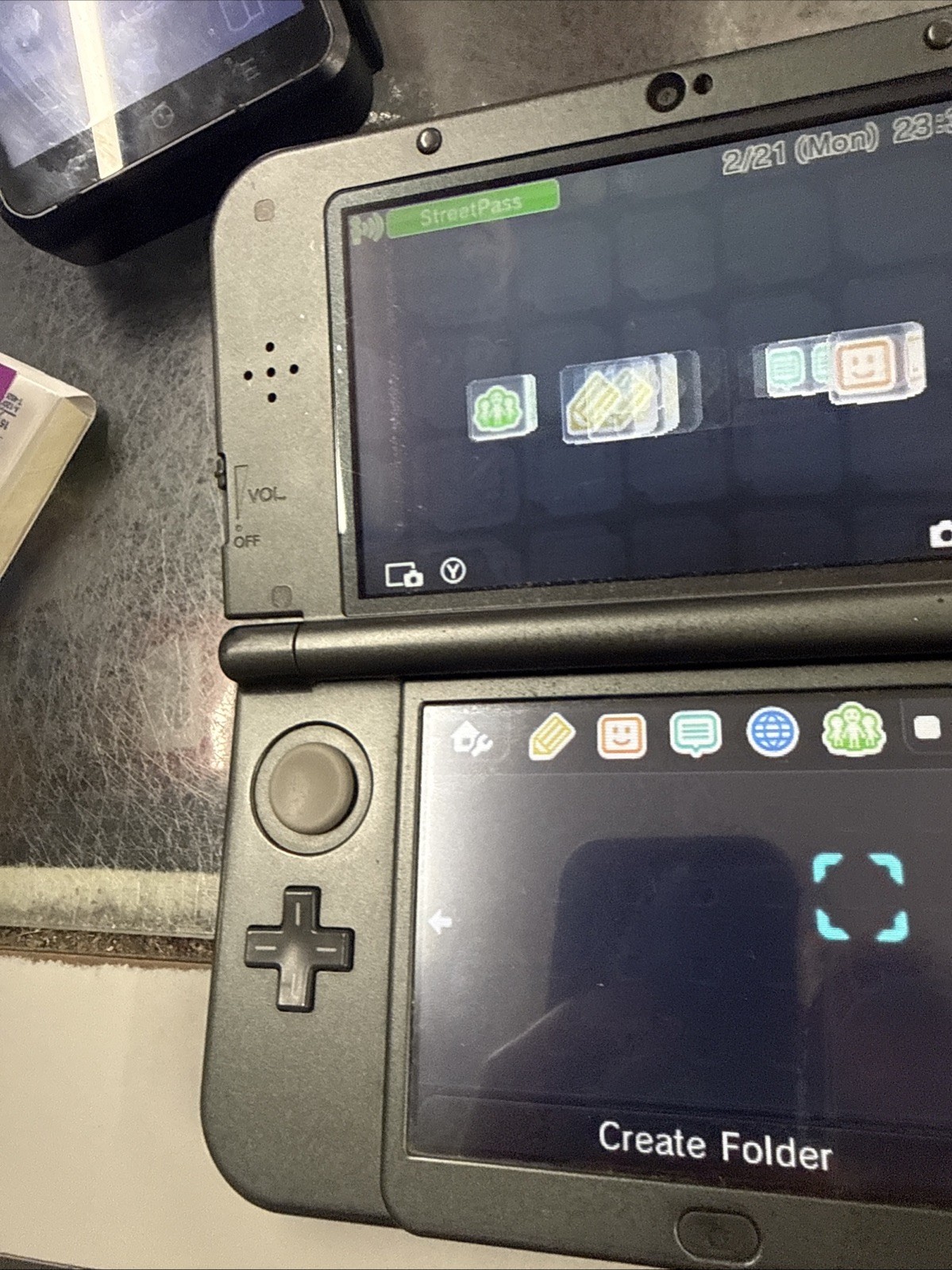 New Nintendo 3DS LL Metallic Black For Parts / Repair / Work