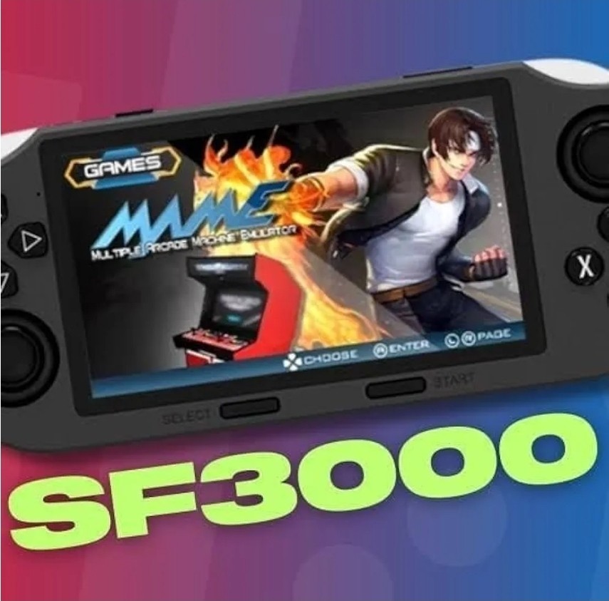 SF3000 Handheld Game Console 4.5in IPS Display, 20000+ Games, Gray/Black