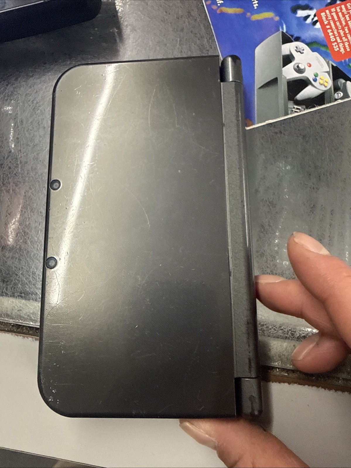 New Nintendo 3DS LL Metallic Black For Parts / Repair / Work