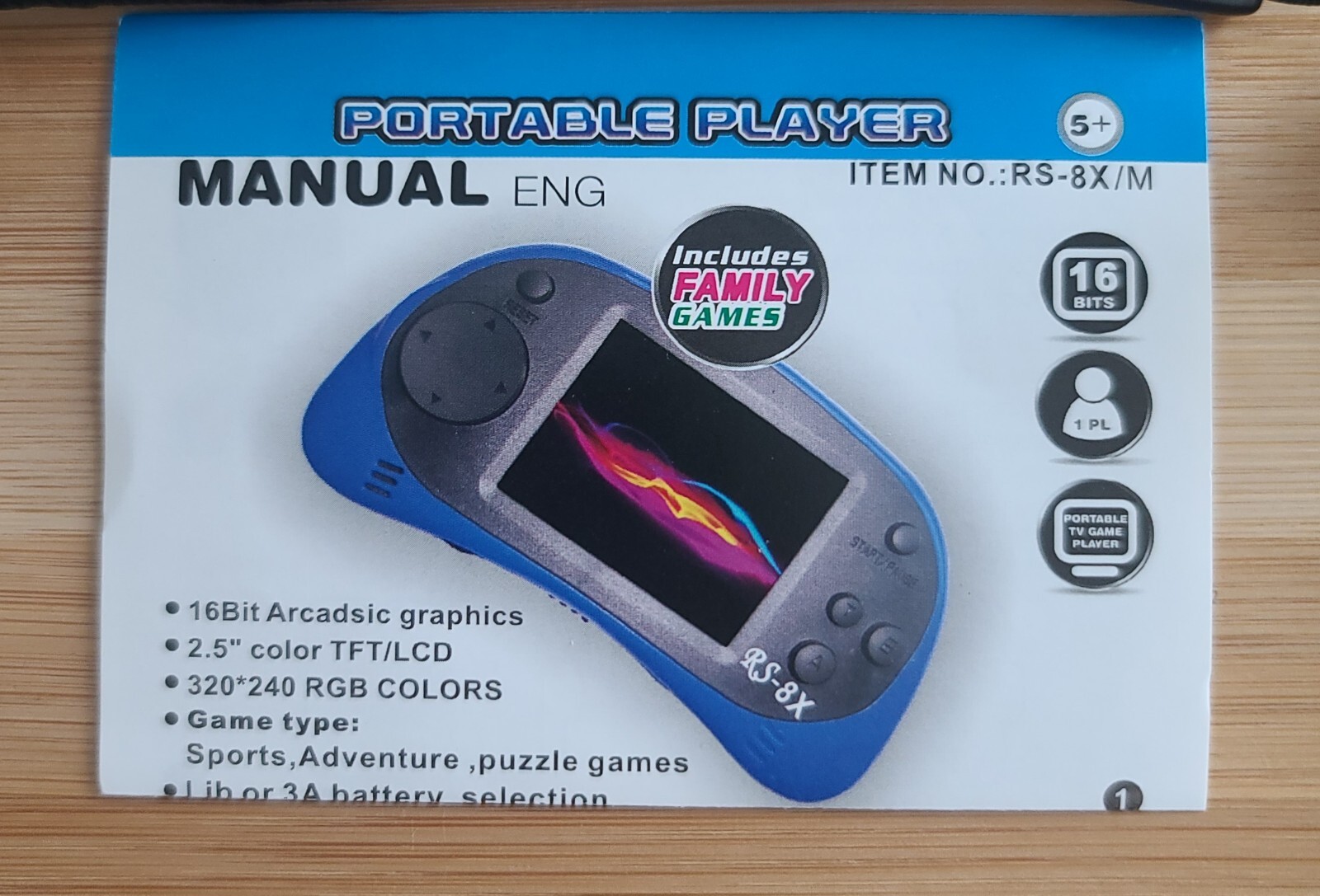 16 Bit Kids Handheld Games Built-In 220 HD Video Games, 2.5 Inch Portable