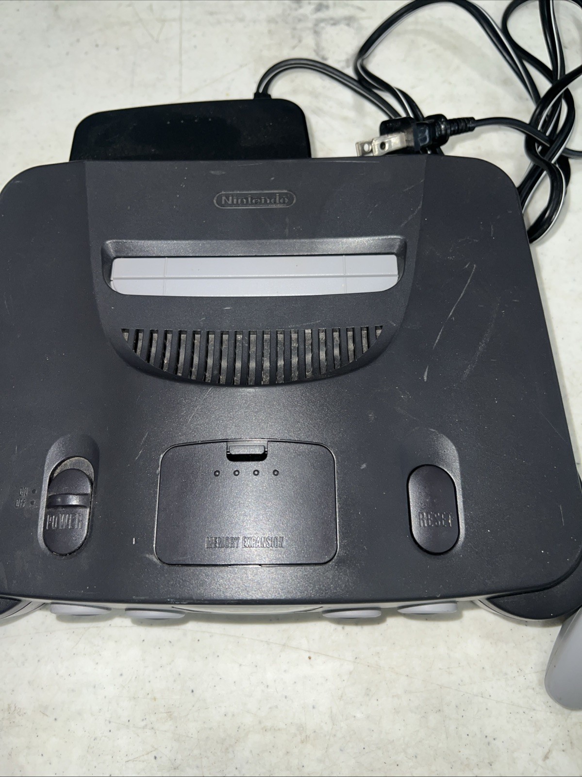 Nintendo 64 Console – Black W/ Gray Controller Tight Stick And Power Supply