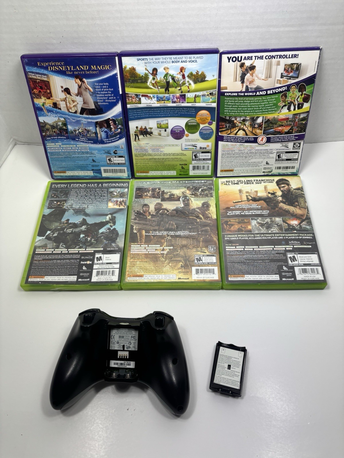 Microsoft Xbox 360 Slim Black 4gb console Bundle CIB 6 Games | Tested, No Kinect