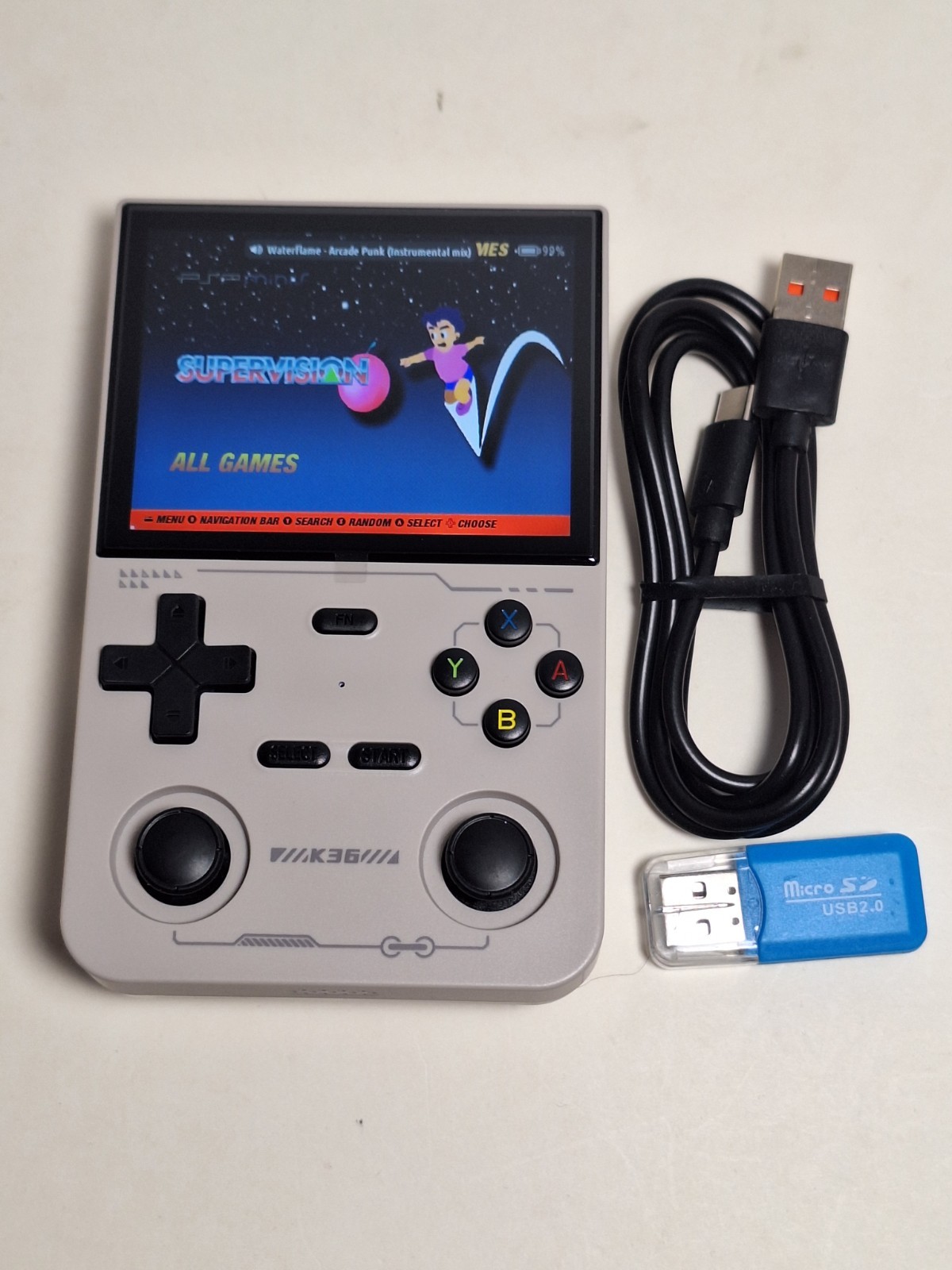 K36 Retro Handheld Game Console Loaded w/ Games 3.5″ Warm Gray, 64GB