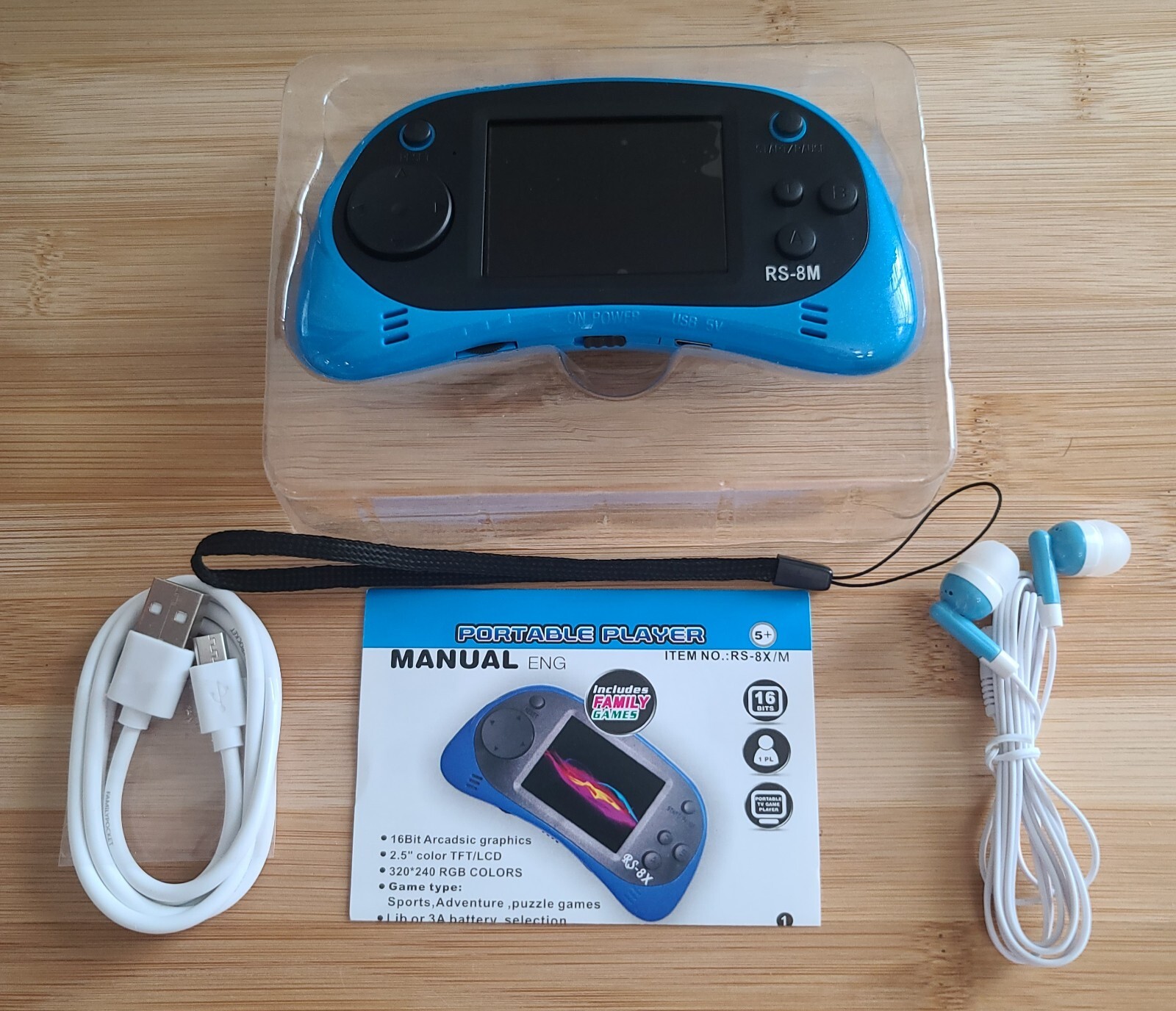 16 Bit Kids Handheld Games Built-In 220 HD Video Games, 2.5 Inch Portable