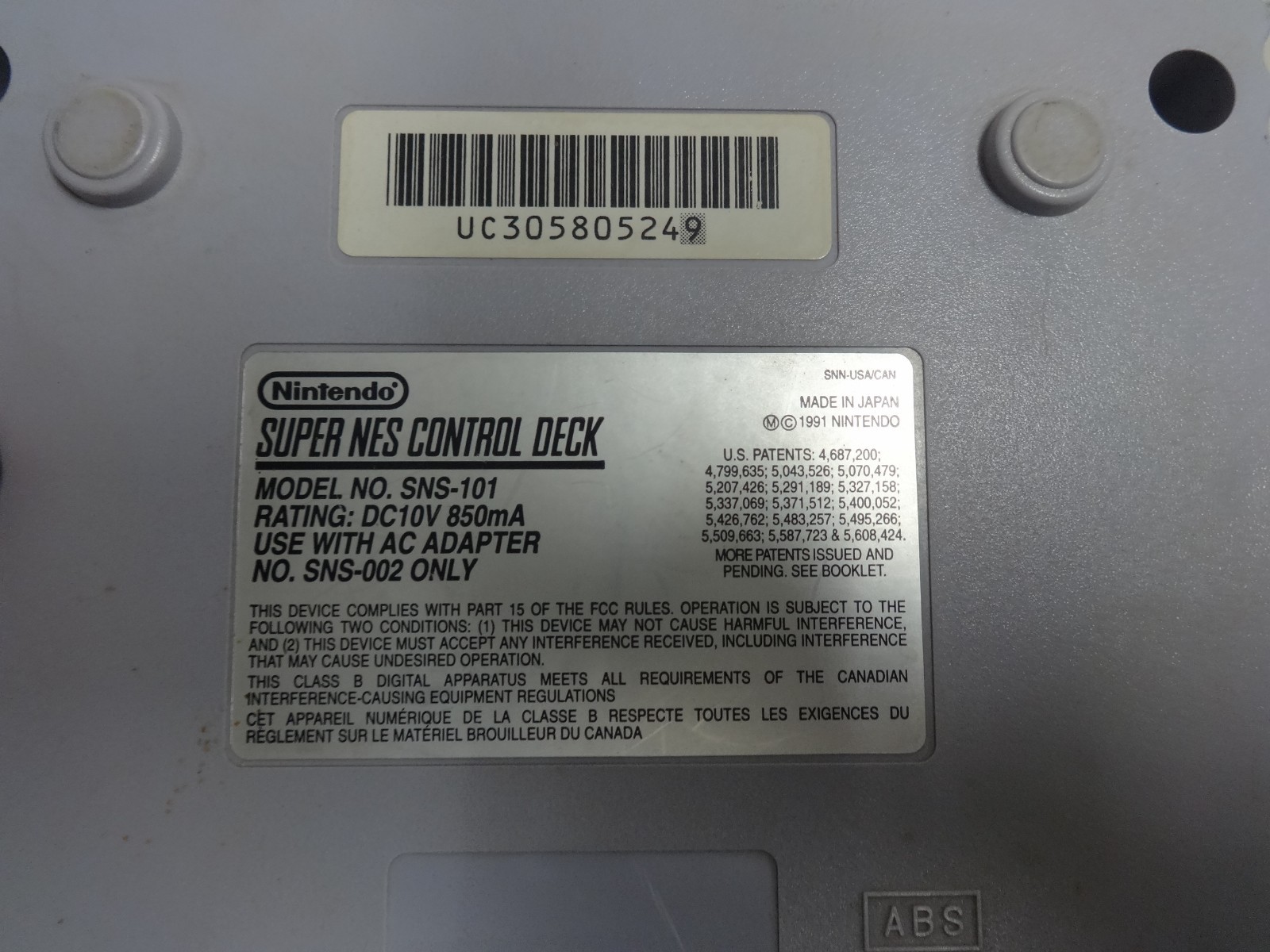 Super Nintendo Entertainment System SNES Jr. Console SNS 101 Tested & Works Auth