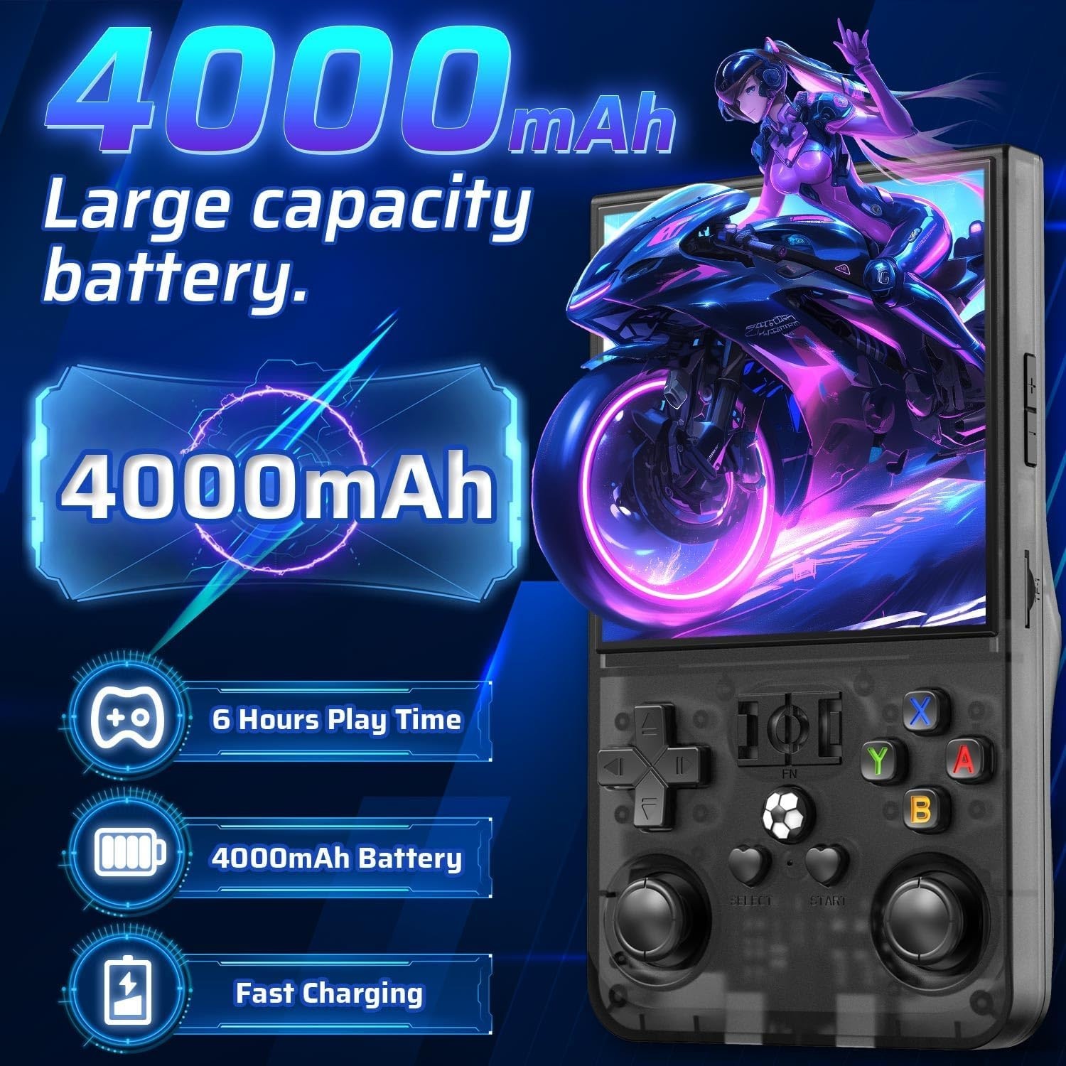 R36MAX Retro Handheld Game Console, 4.0 Inch IPS HD Screen Portable Retro Gam…