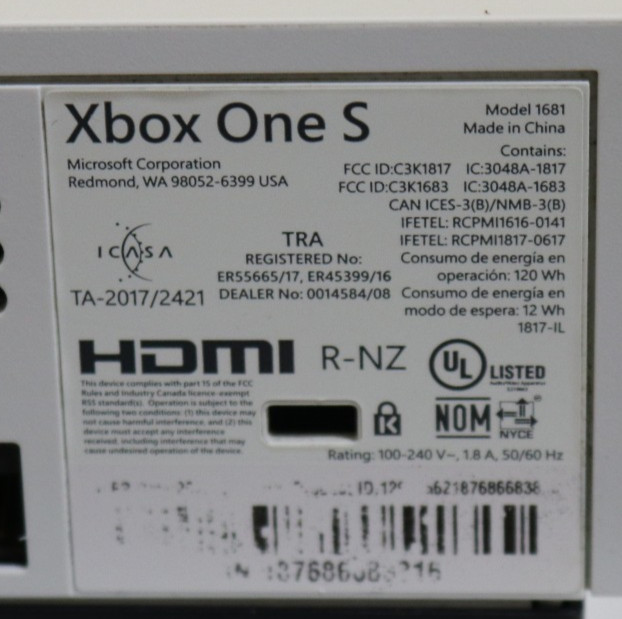 Microsoft Xbox One S 1681 Console only White TESTED AND WORKS (61003)
