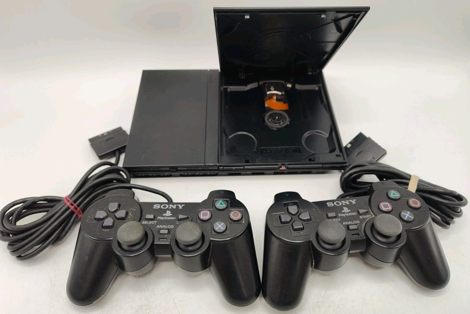Sony PlayStation 2 Slim PS2 Console SCPH-77001 + 2 Controllers FOR PARTS/REPAIR!