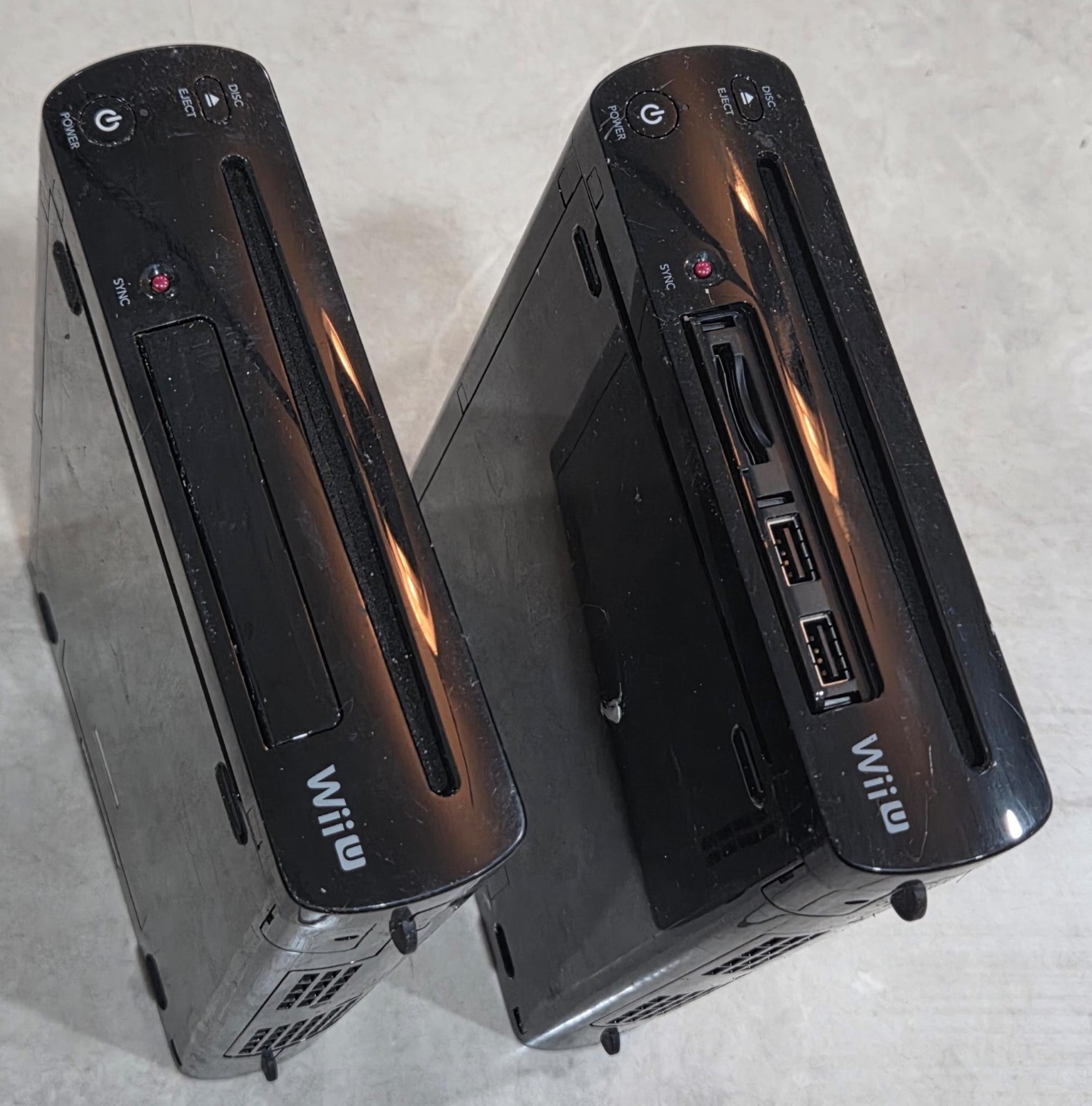 Lot 2 Nintendo Wii U WUP-101(2) Black Console Only -FOR PARTS SOLD AS-IS