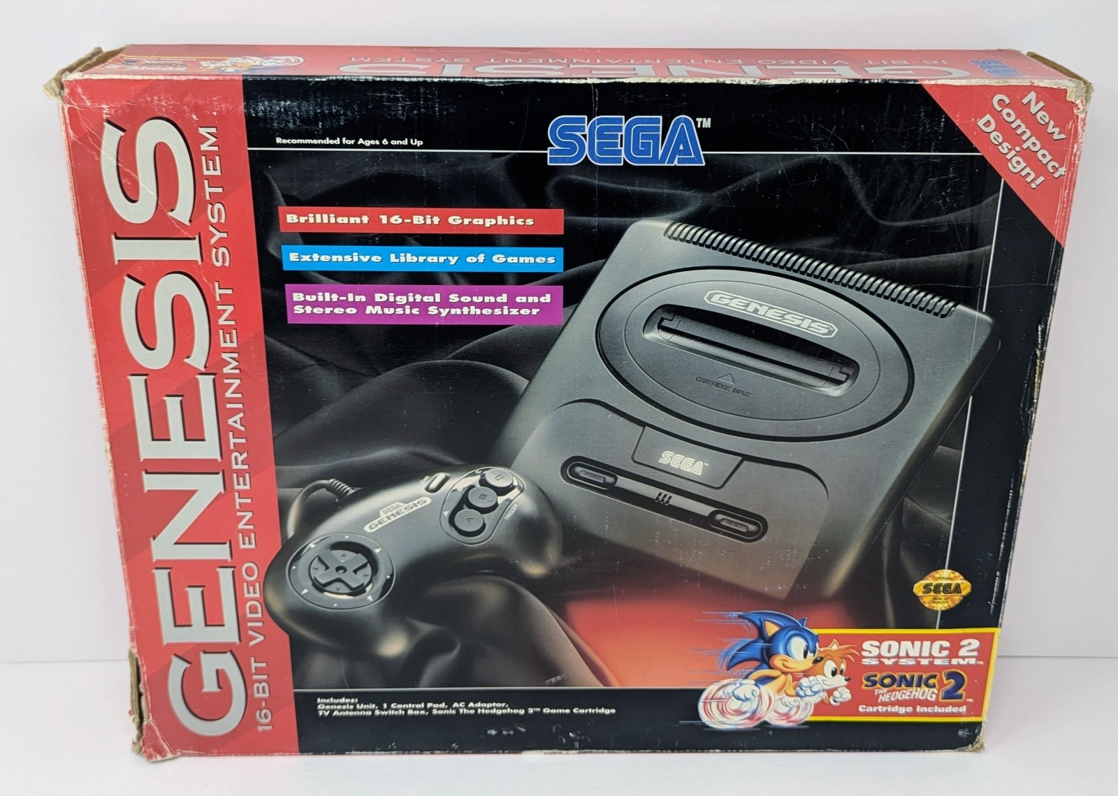 Sega Genesis Model 2 Console Sonic 2 System Box & Manual – No Game – Tested!