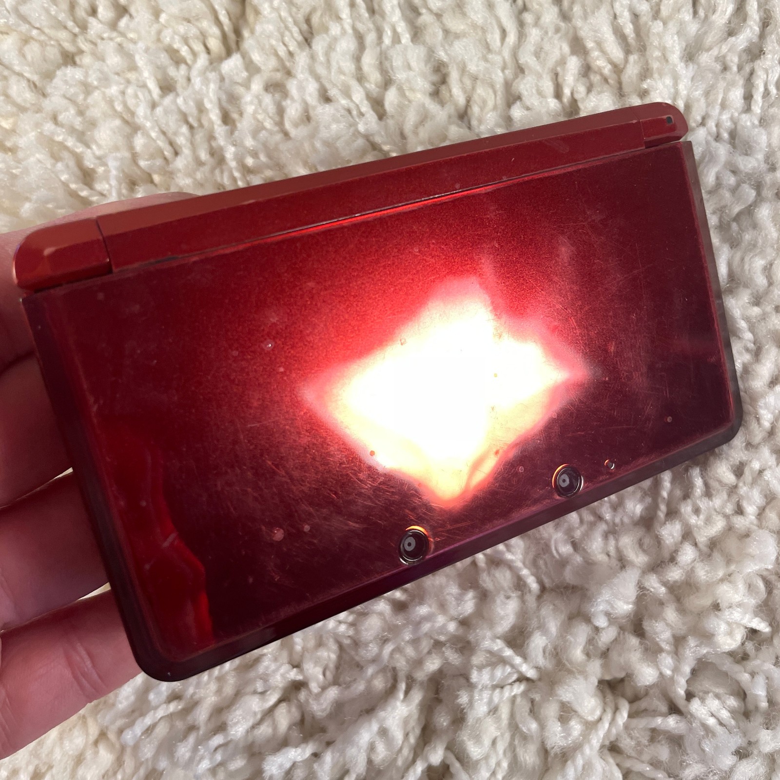 Nintendo 3DS Flame Red Handheld Console System CTR-001 Tested