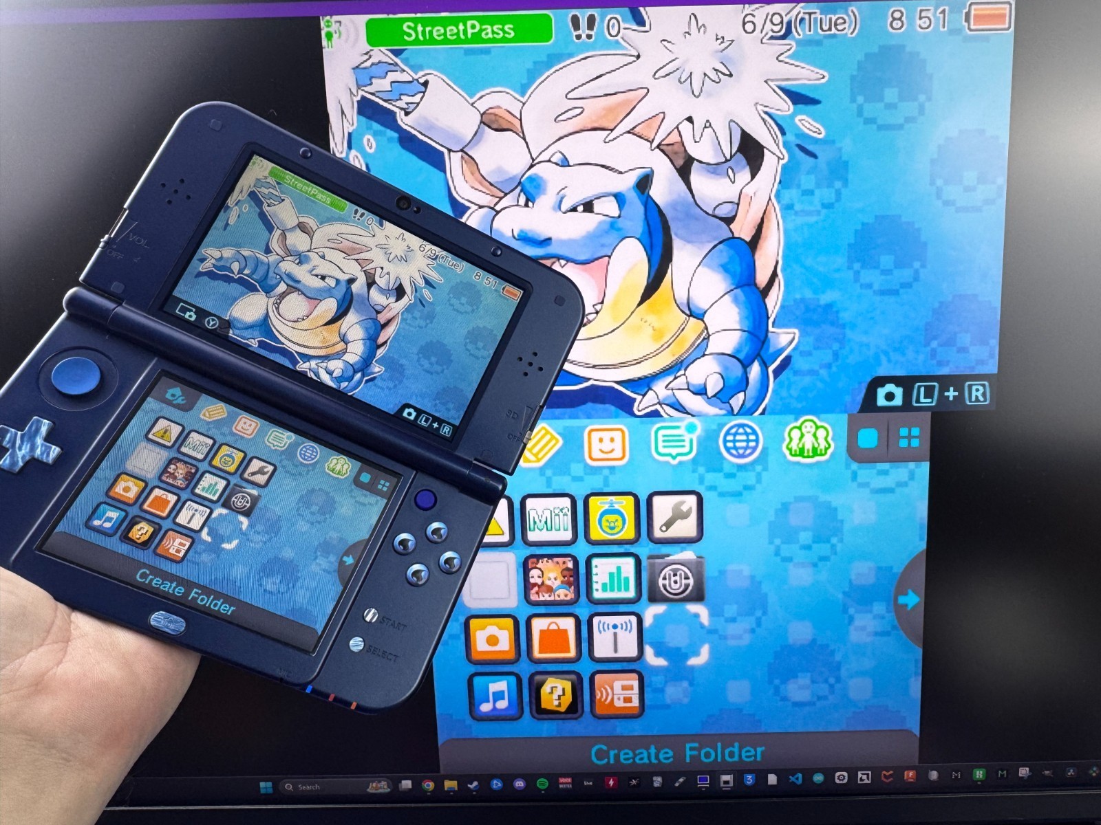 LOOPY USB-C INBUILT CAPTURE CARD Blue New Nintendo 3DS XL Console 128gb UV SHELL