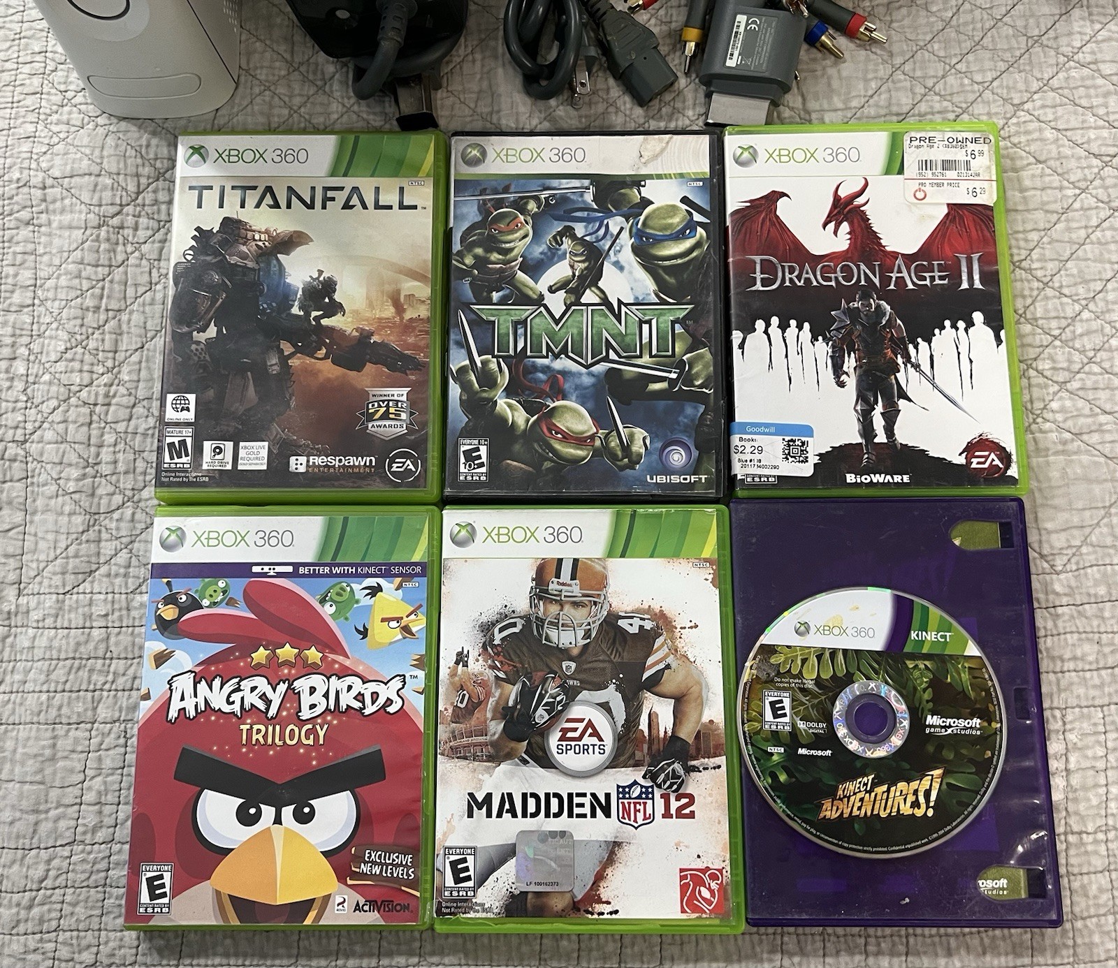 Microsoft Xbox 360 Console 20GB Complete CIB W/ 6 Games TMNT + Dragon Age