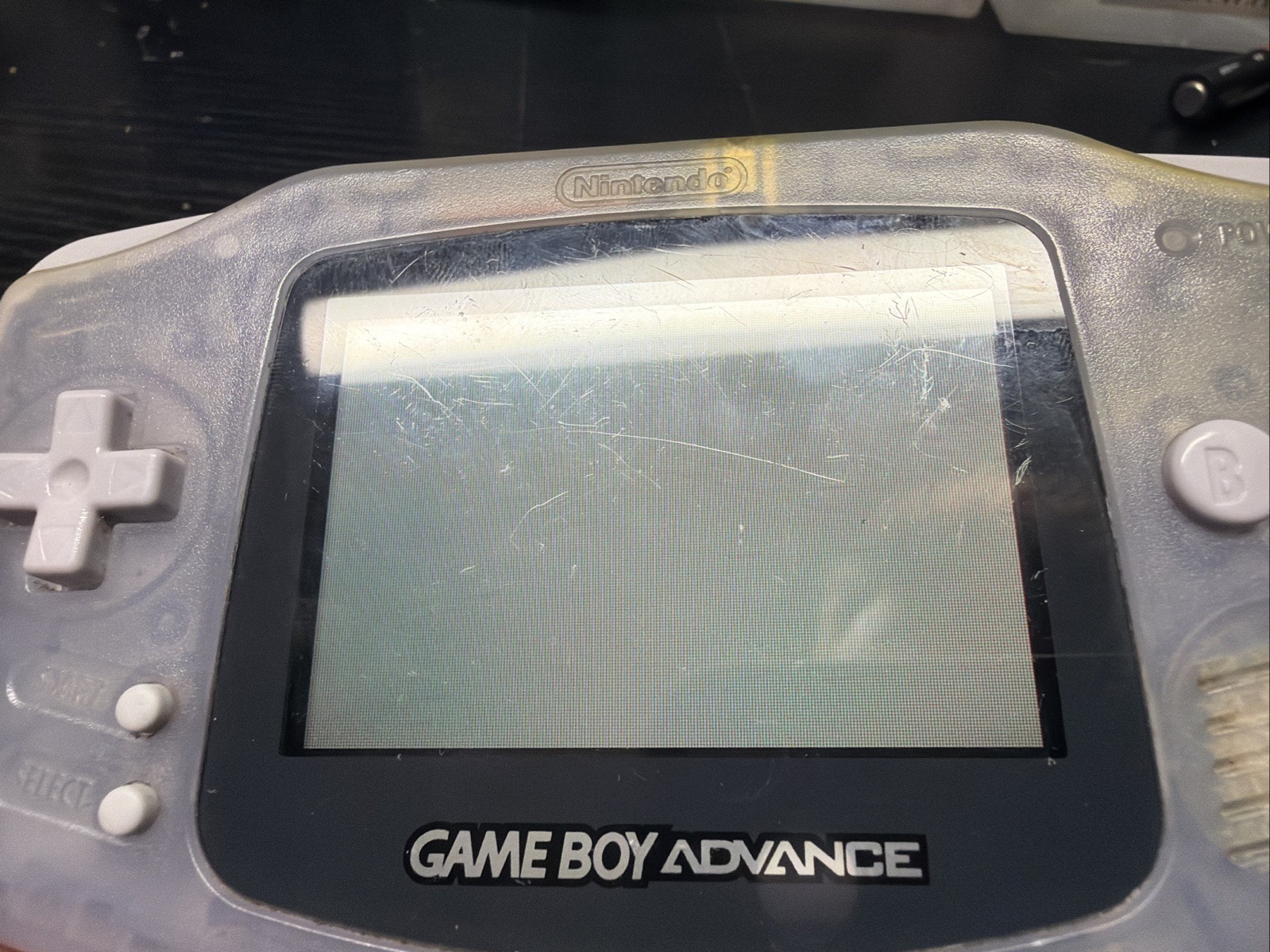 Nintendo Game Boy Advance Console System Clear Glacier Works No Battery Cover