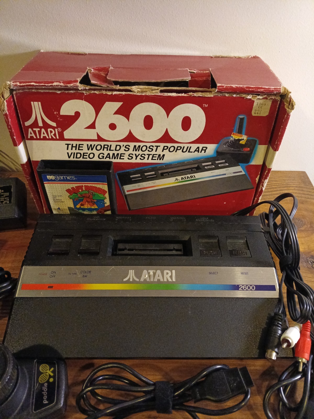 Atari 2600 JR Rainbow Modded S-VIDEO Box Joysticks Paddles Bundle