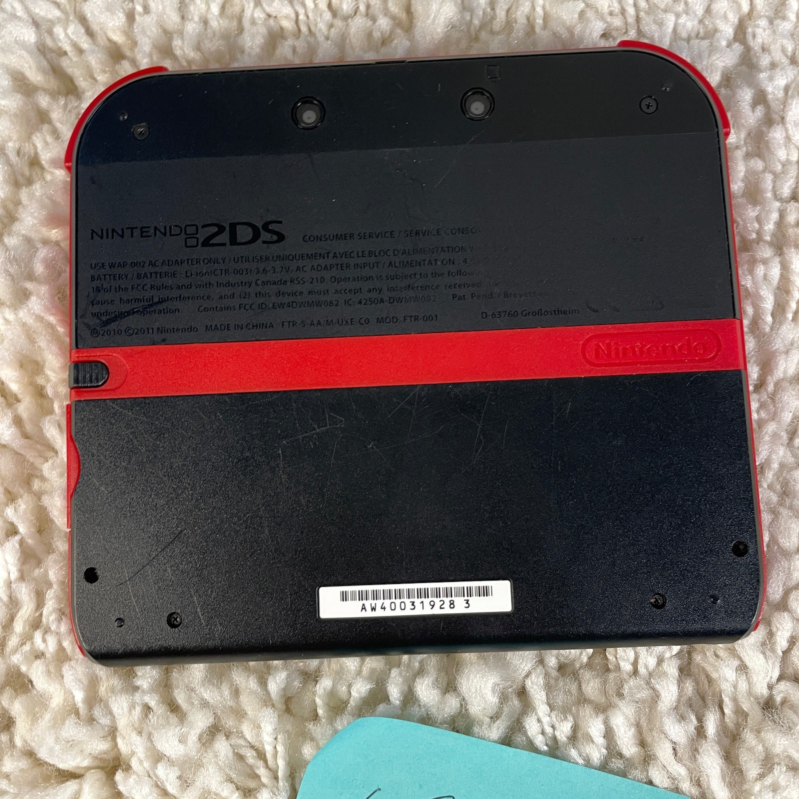 Nintendo 2DS Red Black Handheld Console System FTR-001 Tested