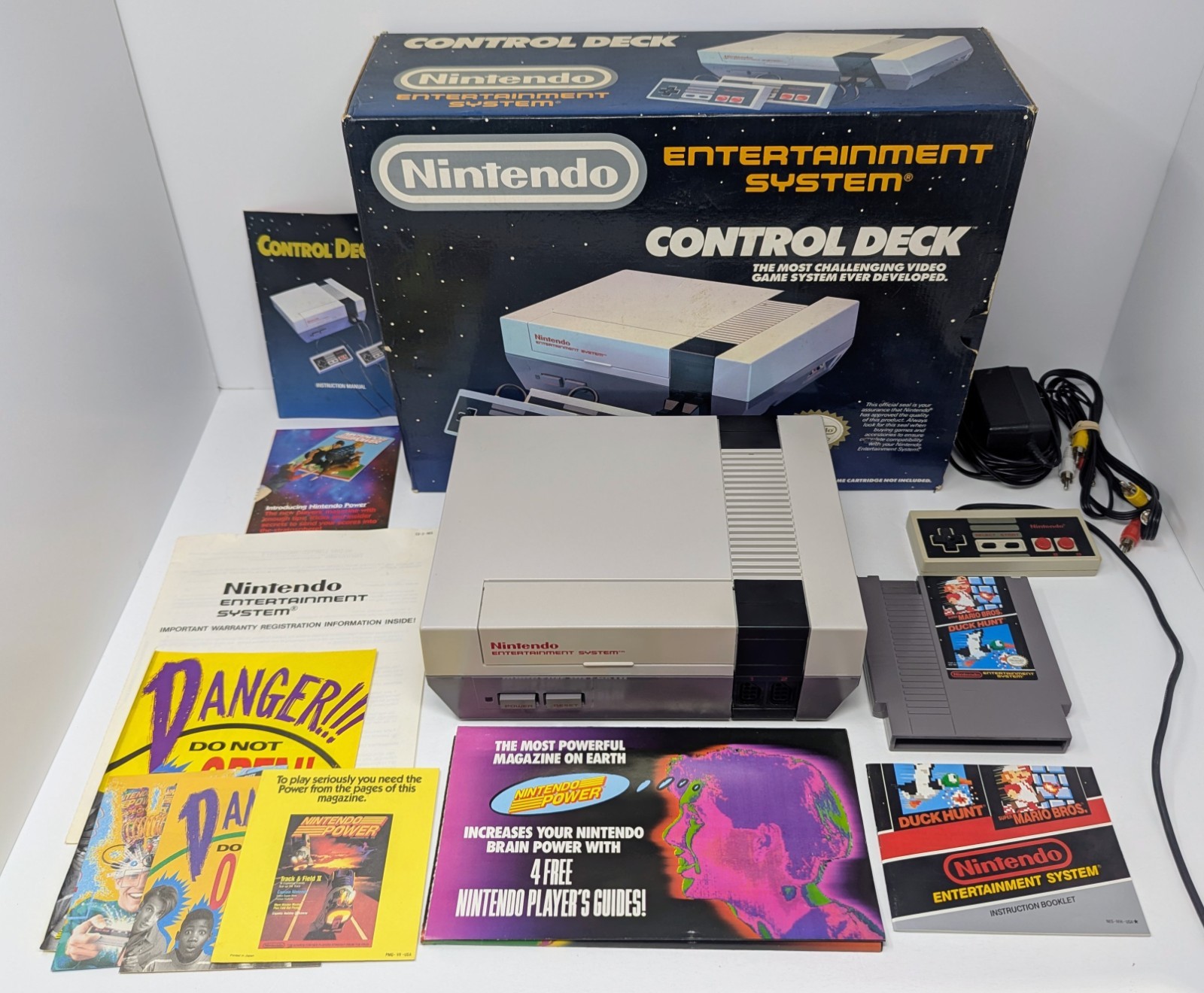 Nintendo NES Control Deck Console Bundle w/ Box, Styrofoam, Manuals, & Mario!