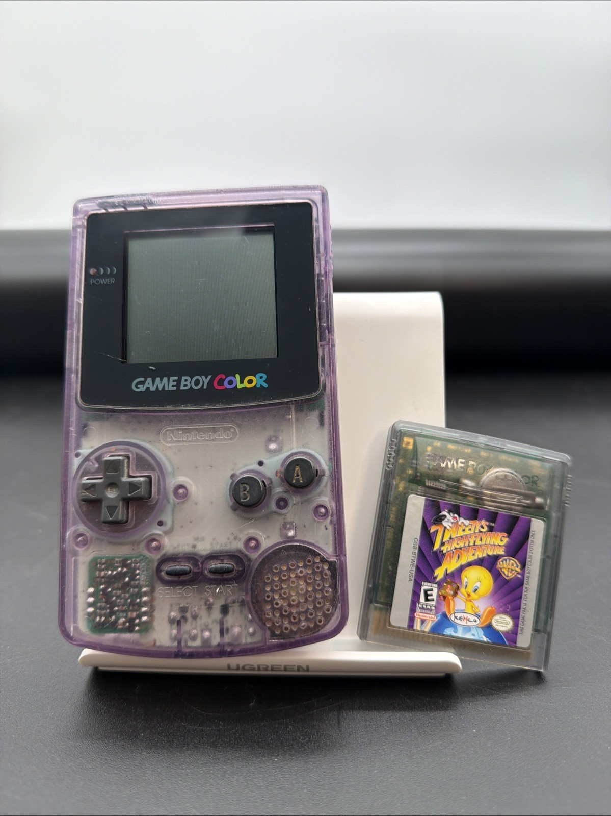 Nintendo Game Boy Color Atomic Purple CGB-001 Handheld Console & Tweety Game