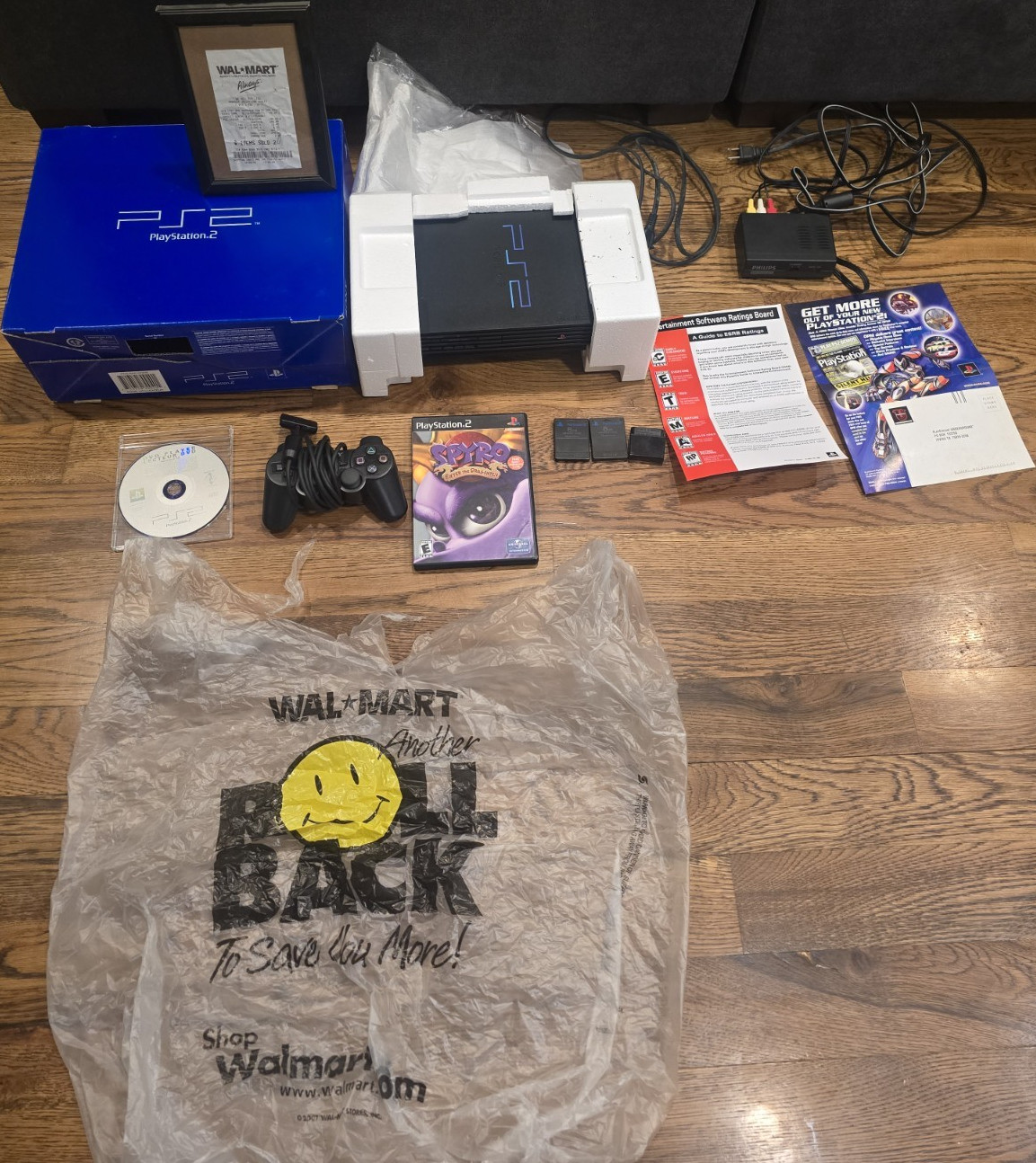 2002 PS2 Fat Console Time Capsule CIB Walmart Bag Matching Receipt Spyro Game.