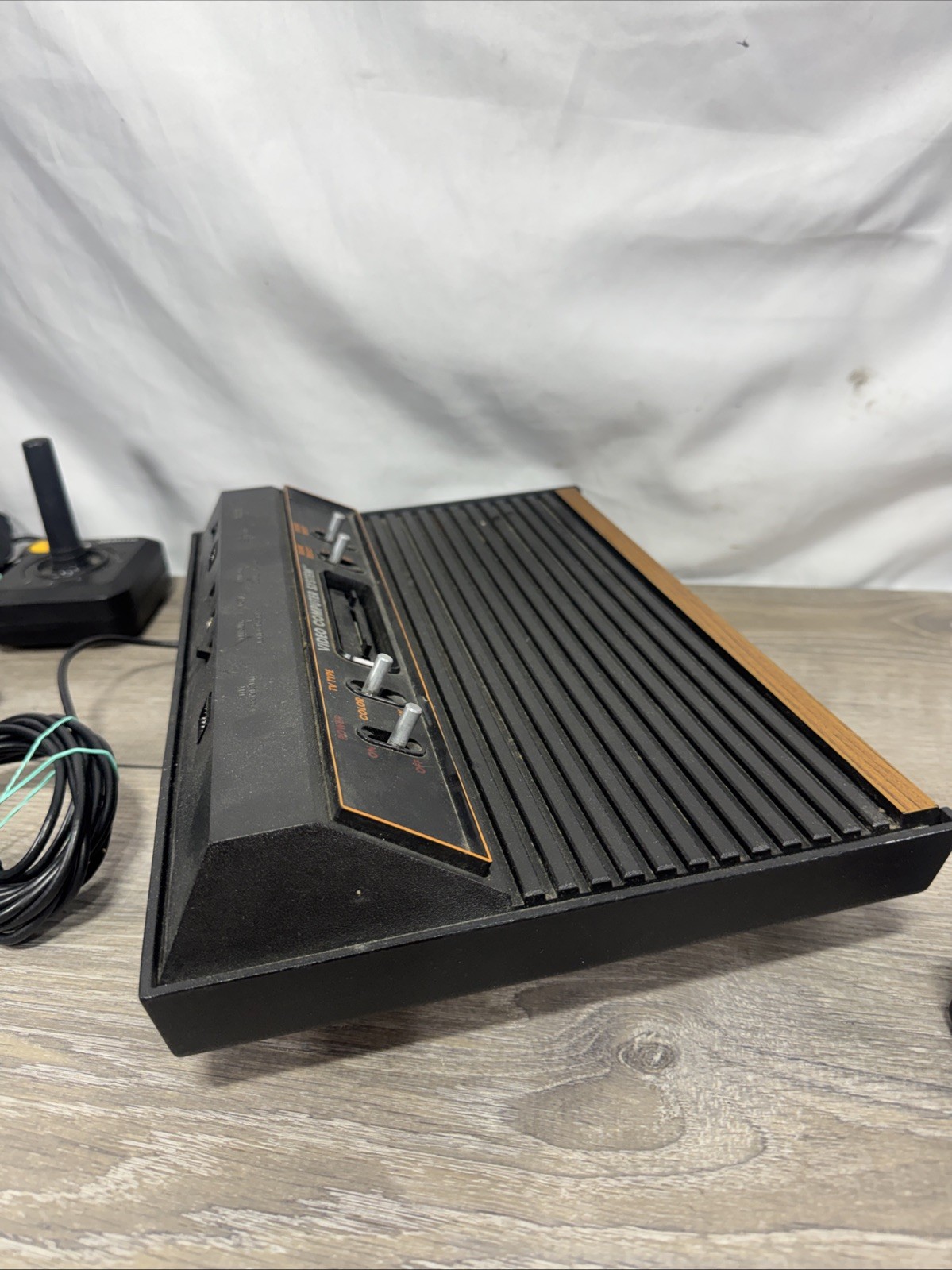 Atari 2600 4-Switch Woodgrain Console Bundle w/ 2 Joysticks, 4 Games Working