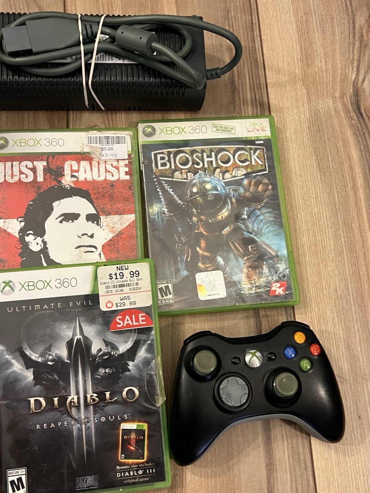 Xbox 360 Elite Black Console Bundle 120GB HDD 15 Games Controller Tested Works