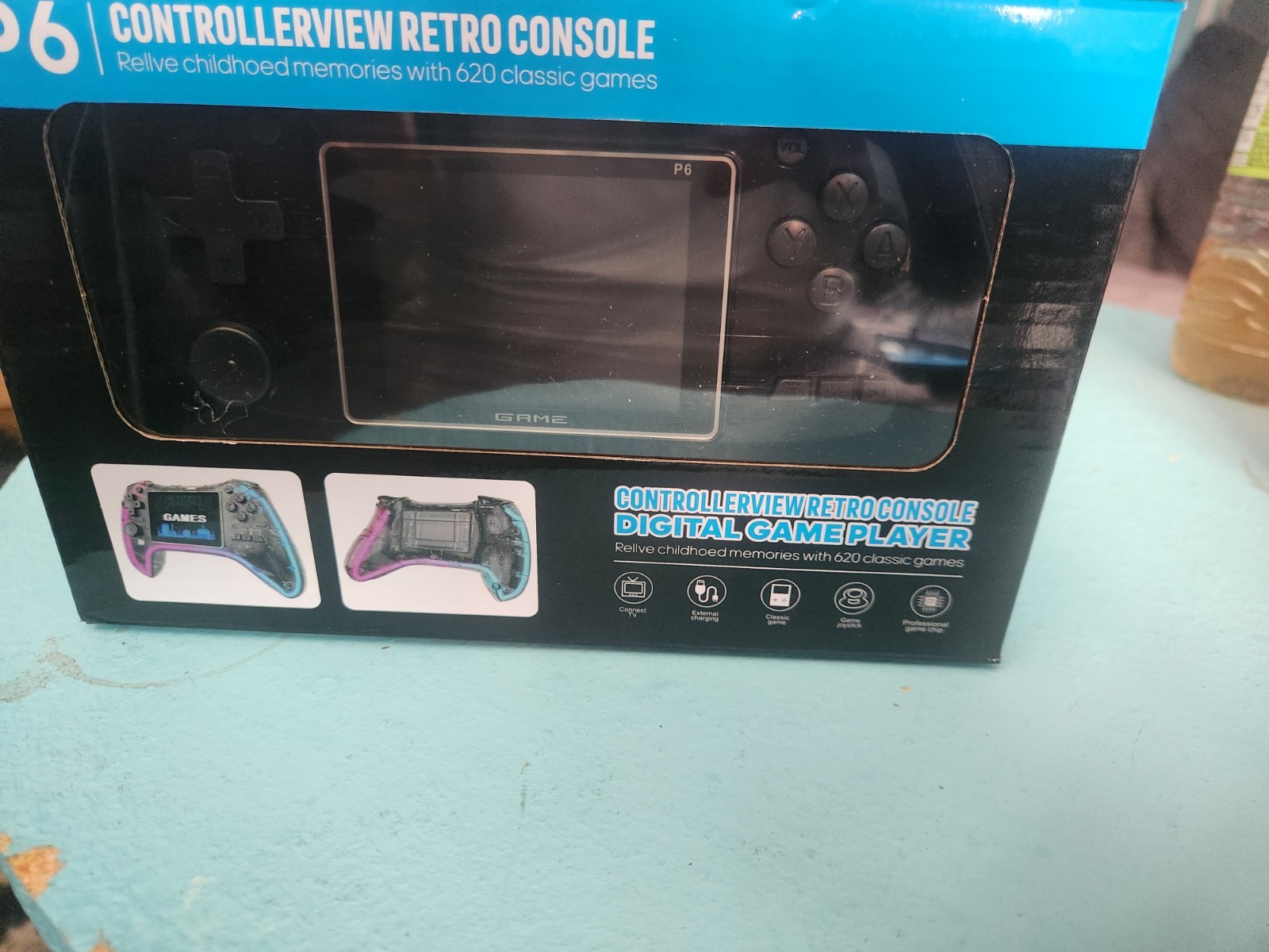 Controllerview P6 Retro Handheld Game Console, Built-in Games, Black, Jack
