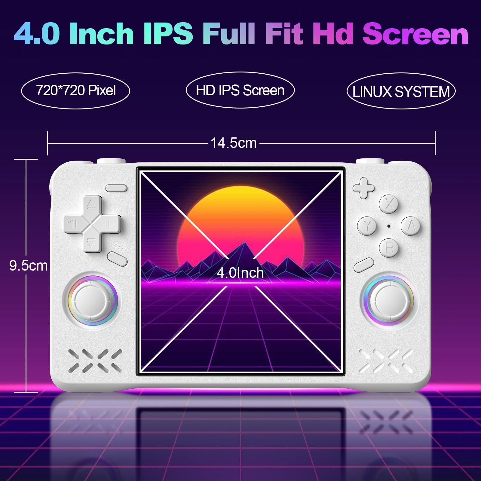 XF40H Retro Handheld Game Console, 4.0 inch HD Screen, Linux 64-bit System, 1…