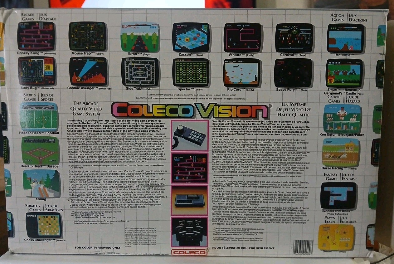 Original Authentic ColecoVision Console 1982 Looks New & Box/Console Bilingual