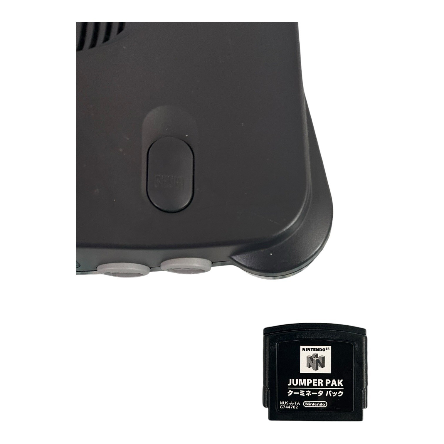 Nintendo 64 NUS-001(USA) Charcoal Gray + OEM Power Supply, Jumper Pak, Controllr