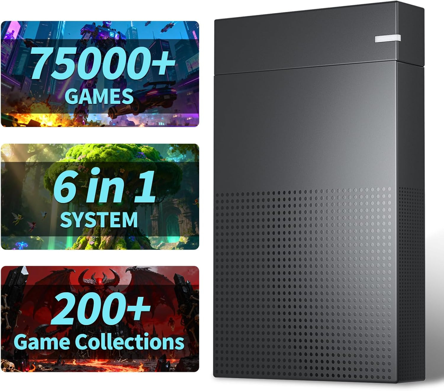 4Tb Retro Game Hard Drive 6 Game System in 1 with 75000+ Games, Retro Game Conso