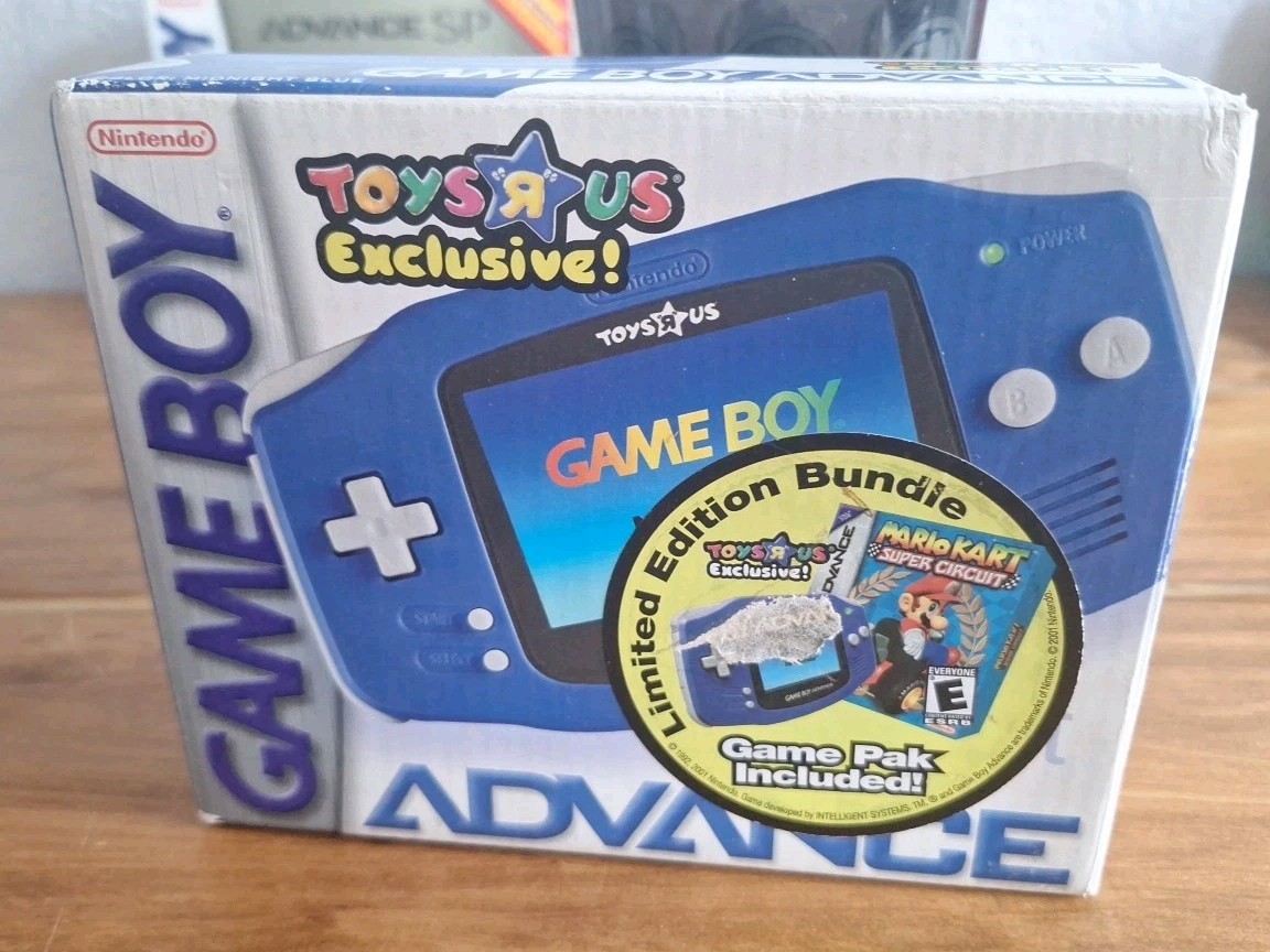 Midnight Blue Gameboy Advance Complete CIB Toys R Us Exclusive Super Mario Kart