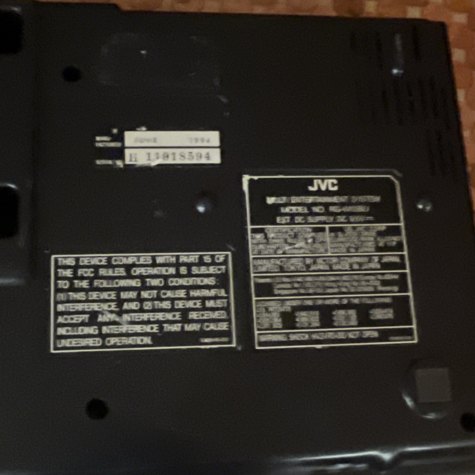 JVC X’Eye Sega Genesis Console Black with Controller and Cables, 1994