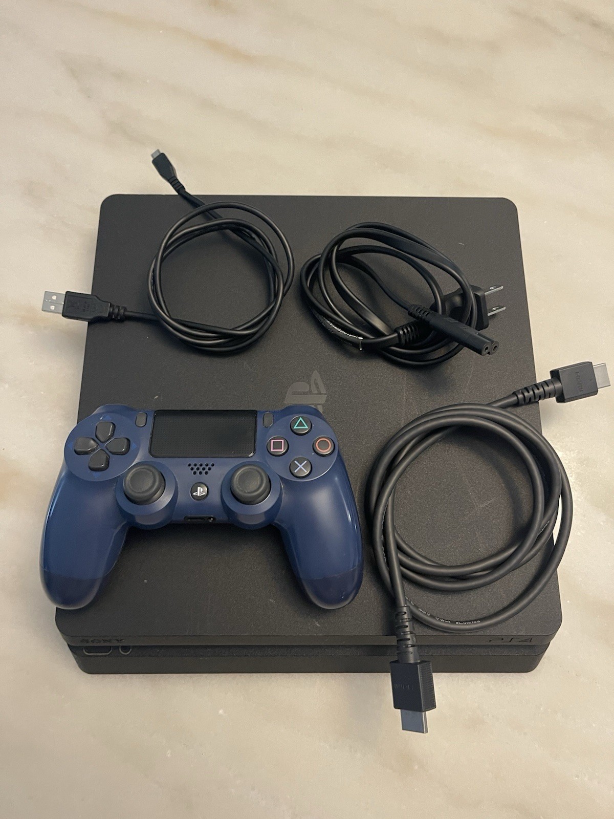 Sony PS4 Slim 1TB Black Console Bundle – Tested – Includes Controller & Cables