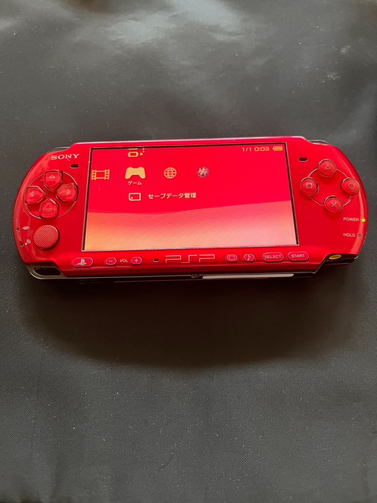 SONY PSP-3000 Radiant Red + AC charger + 8GB Memory – Working, Rank B