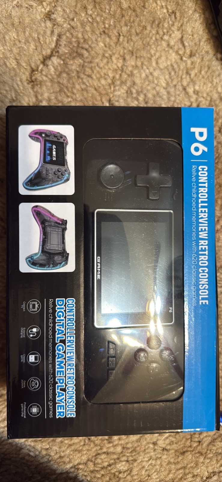 Gamebox P6 Game Box Handheld System, Digital Game Player, USB, RCA, Black