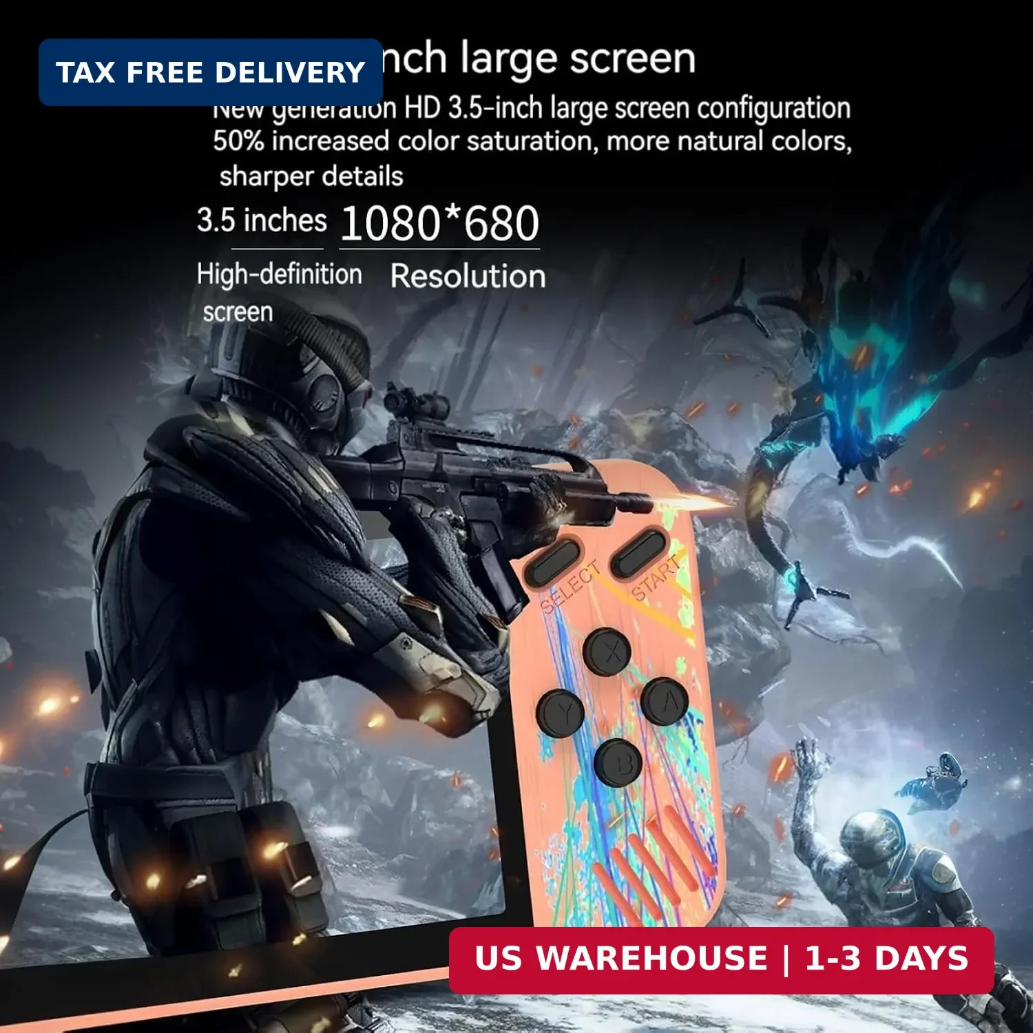 Retro Handheld Game Console, 3.5-inch HD Screen, 800 Classic Games, Single Playe
