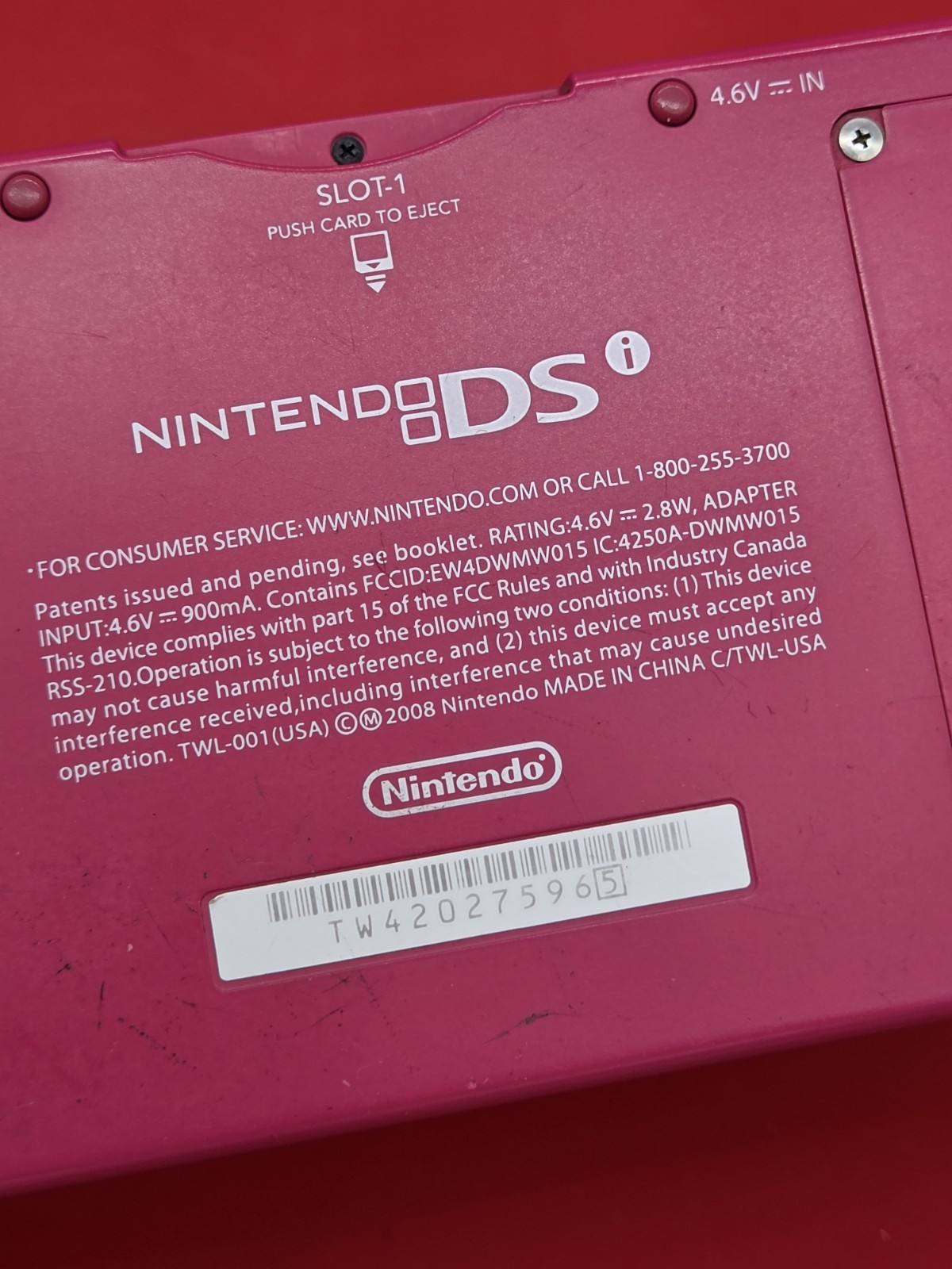 Nintendo DSi Pink Console TWTL-001 Handheld System Camera WiFi With Charger