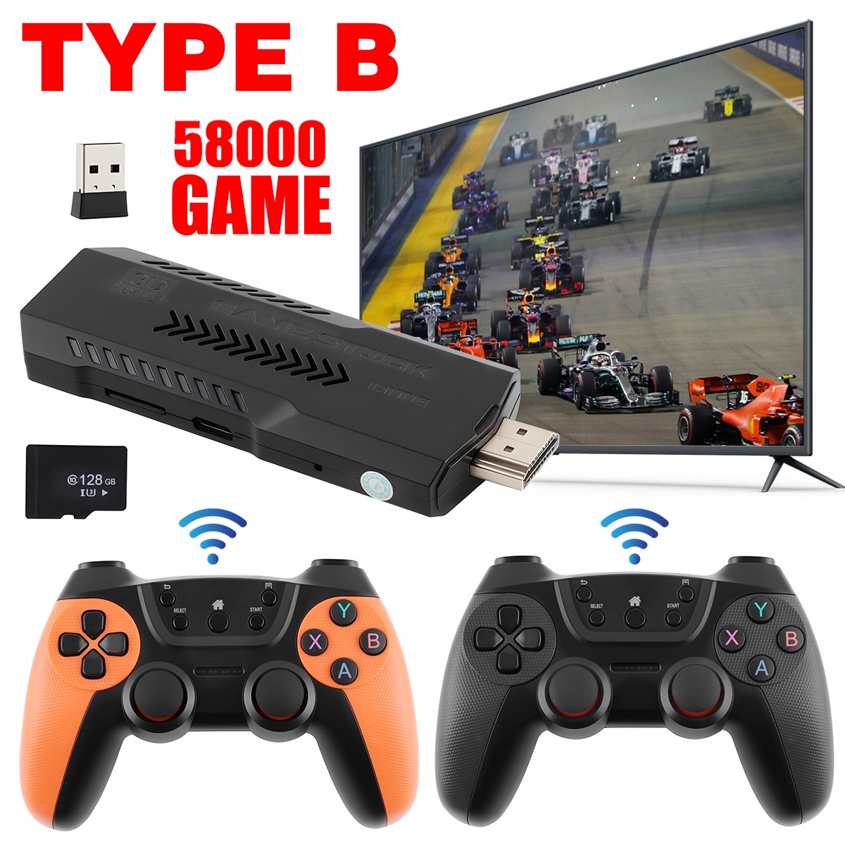 X2 PRO 256G 60000+ Games 4K Game Stick 3D HD Retro Video Game Console Wireless