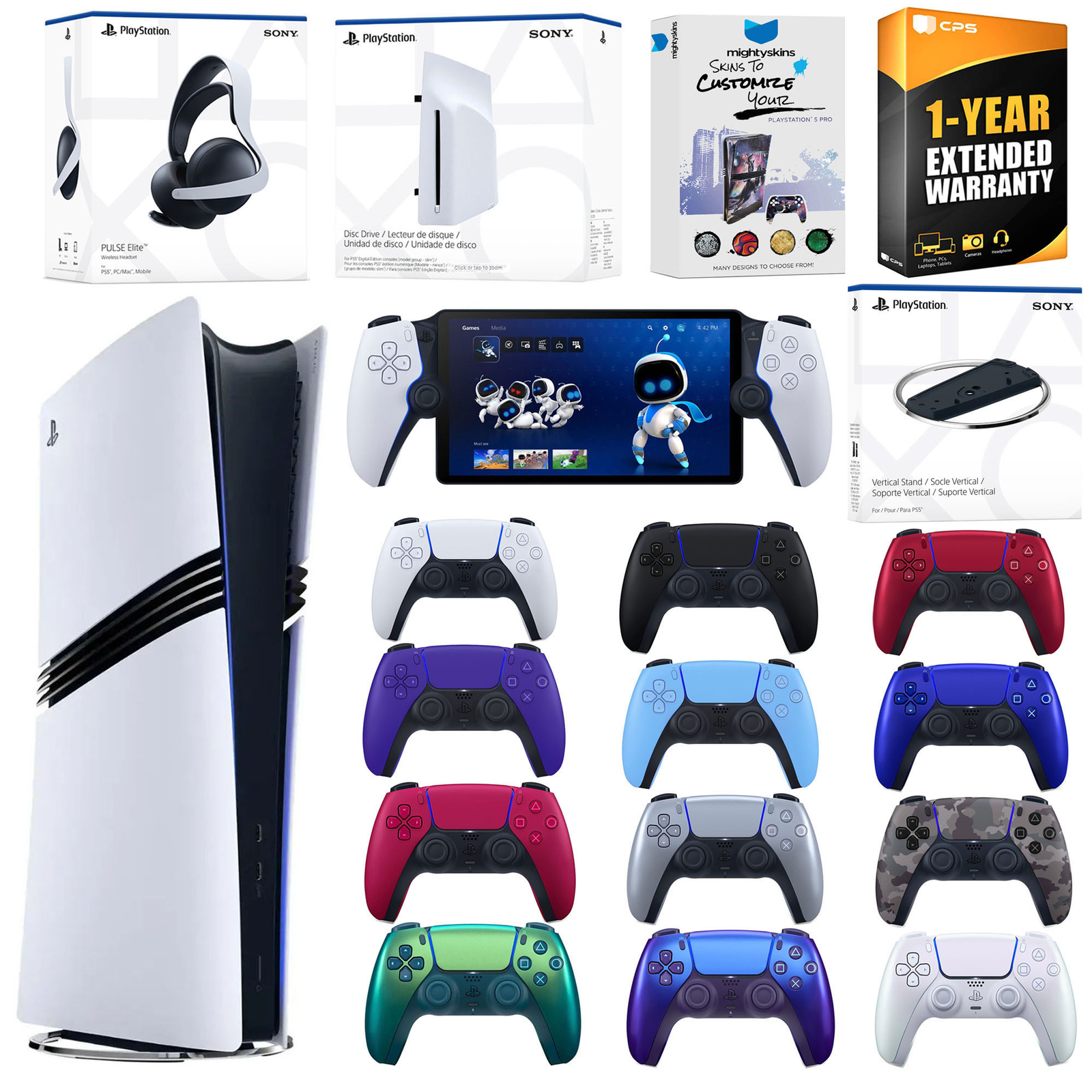 Sony PS5 Pro Digital + Disc Drive + Stand + Headset + PS Portal + Controller
