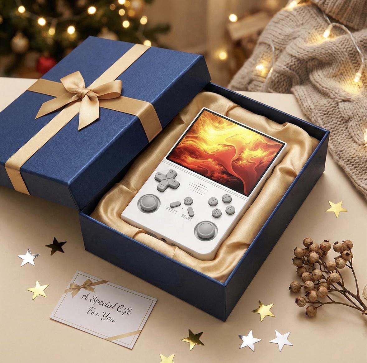 R40 Retro Handheld Game Console 3.5″ IPS Display 128G Dual Power Options W/games